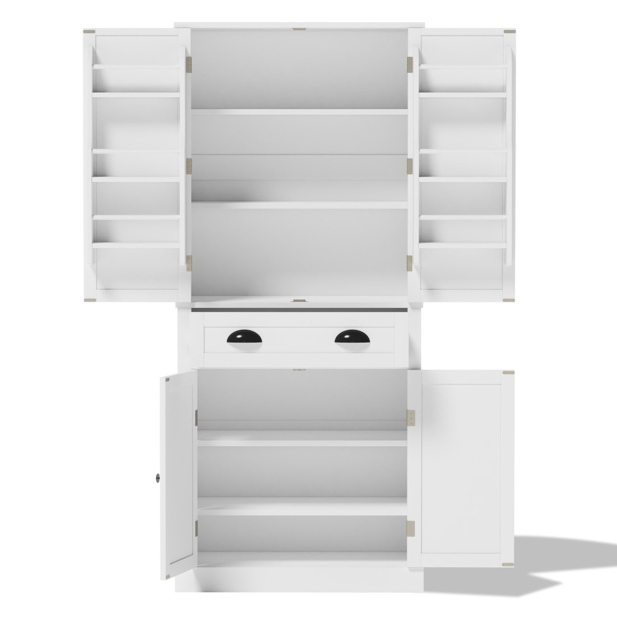 Flieks Mehrzweckschrank mit 4 Türen und 1 Schublade Weiß/Schwarz (mit Türab günstig online kaufen