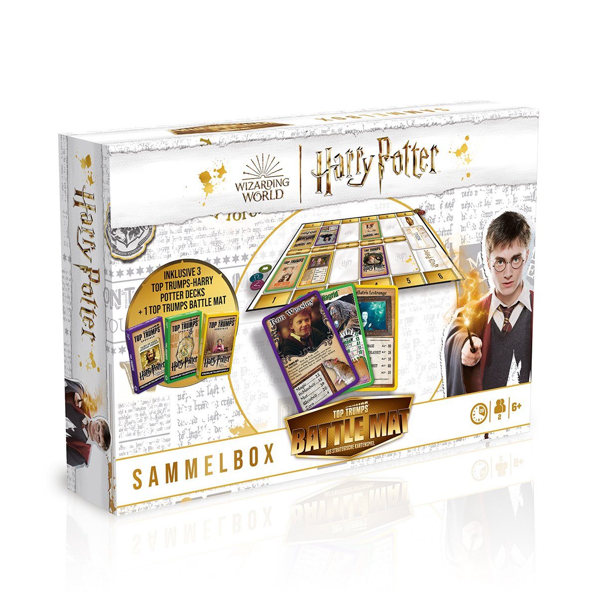Winning Moves Spiel Battle Mat - Harry Potter inkl. drei Top Trumps, Kartenspiel