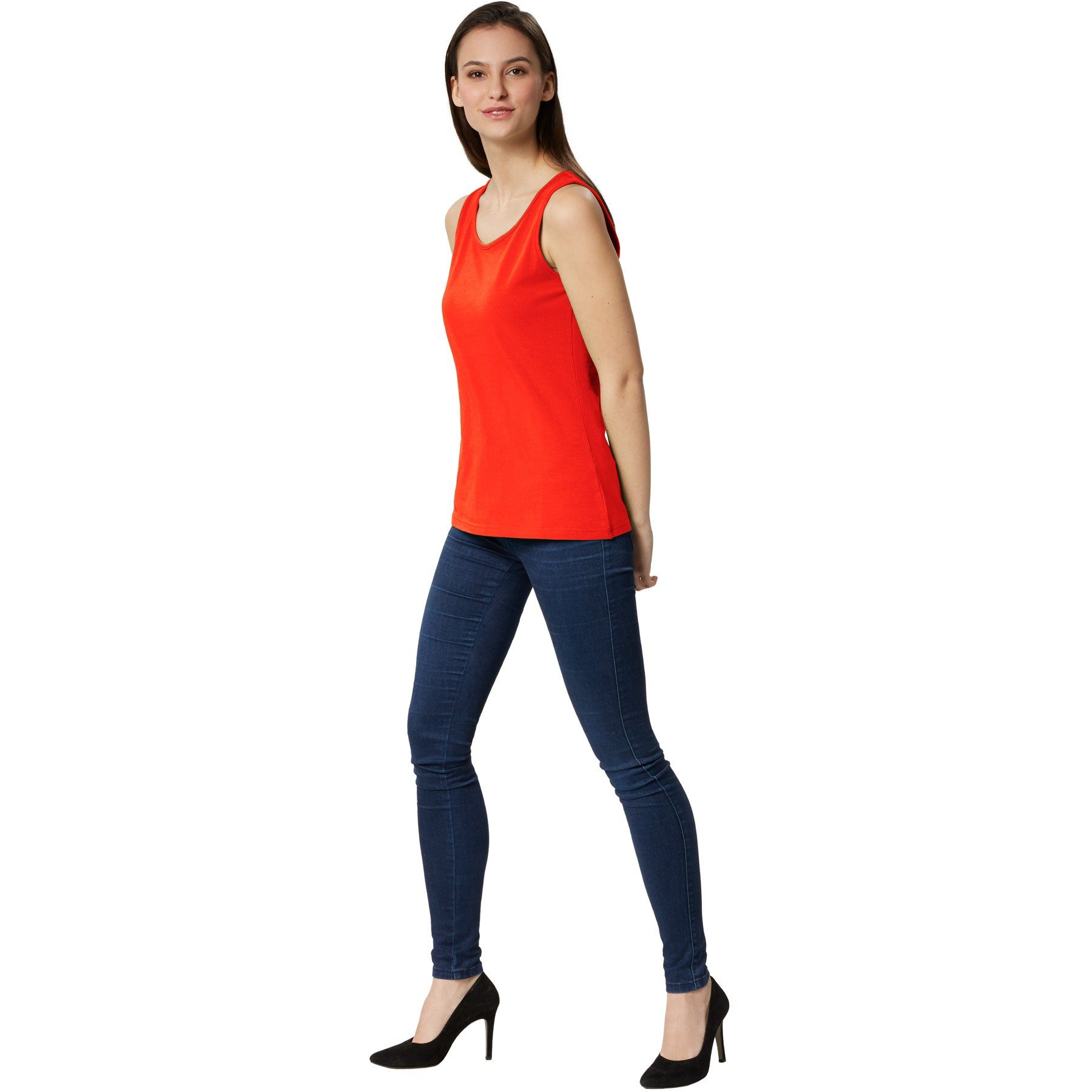 dressforfun Tanktop Achselshirt, Für viele Outfits und Auftritte, Einfarbiges Damen Top (Trägershirt, Konfektionsgröße XXL in rot) Leicht körperbetonter Schnitt – Bild 3 von 5