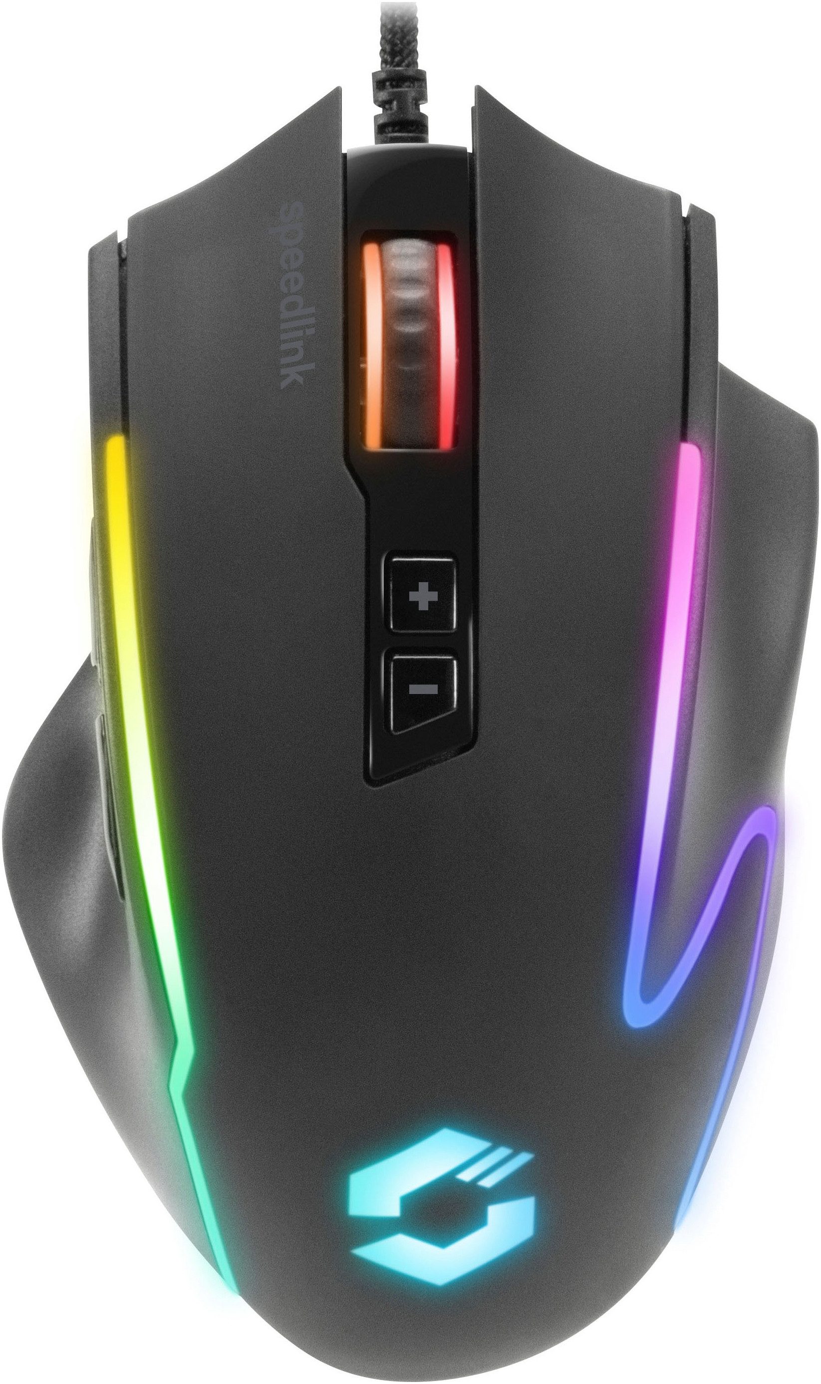 Speedlink DECUS NX RGB Gamer Maus mit Kabel und 6 Tasten Gaming-Maus (kabelgebunden, 12800dpi, Programmierbar, Dauerfeuer Taste, 1000Hz Pollingrate)