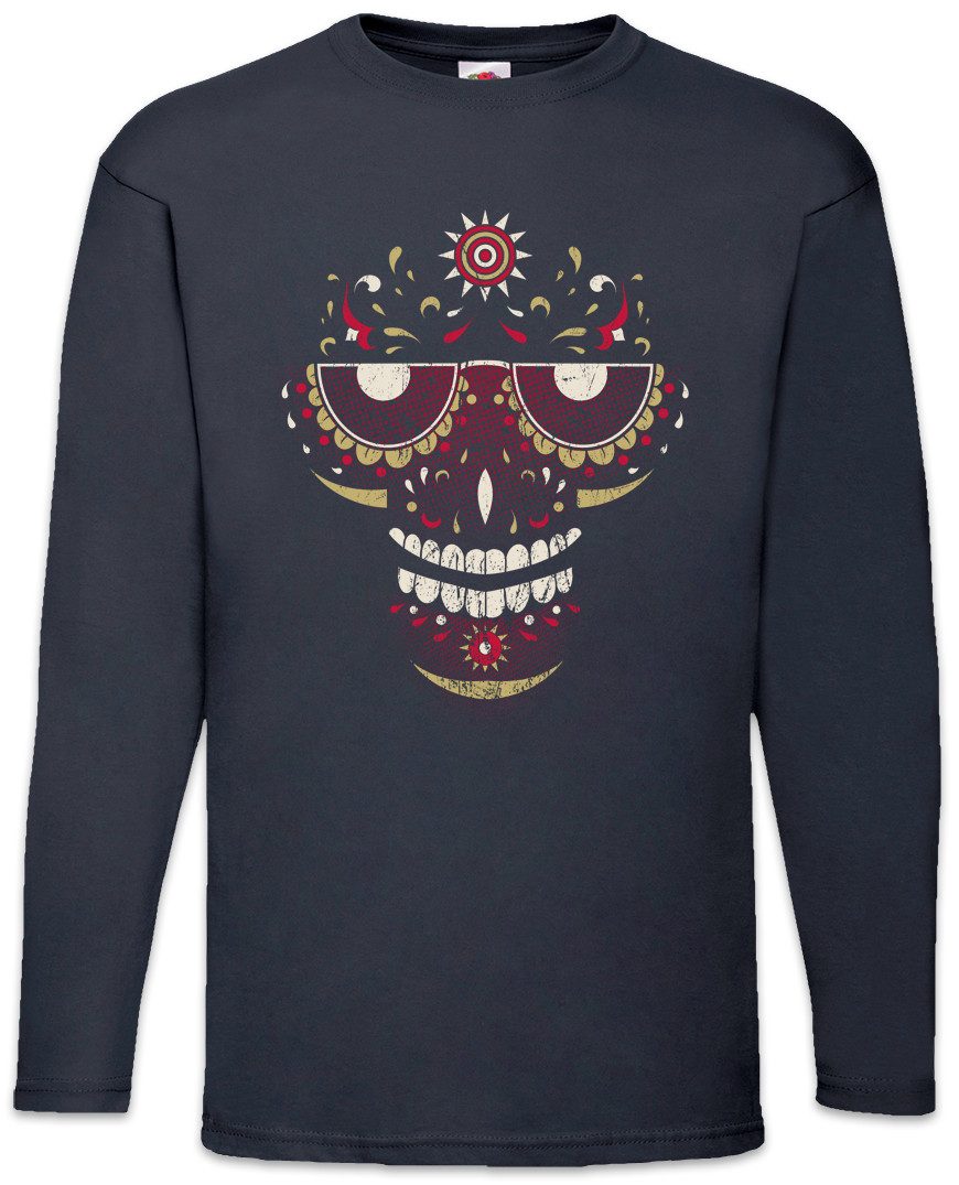 Langarmshirt Sugar Skull Face Langarm T-Shirt Schädel Mexiko Gang Latino Mexico