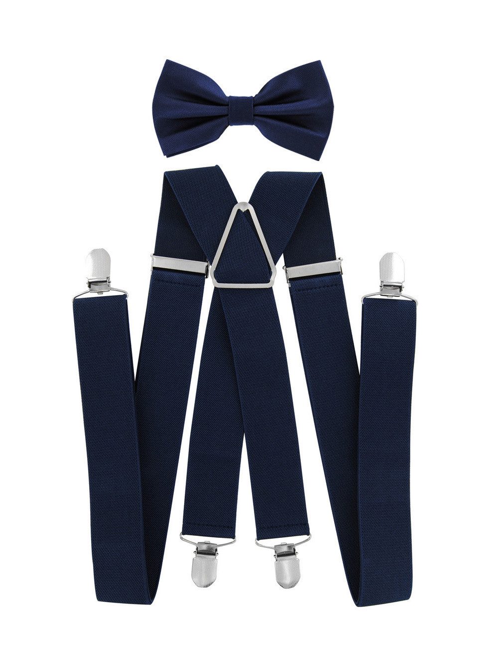axy Hosenträger Herren Hosenträger mit Fliege Set 3,5cm Breit (2-St., 2er Set) 4 Stabile Clips X-Form, verstellbar und elastisch 120cm Lang