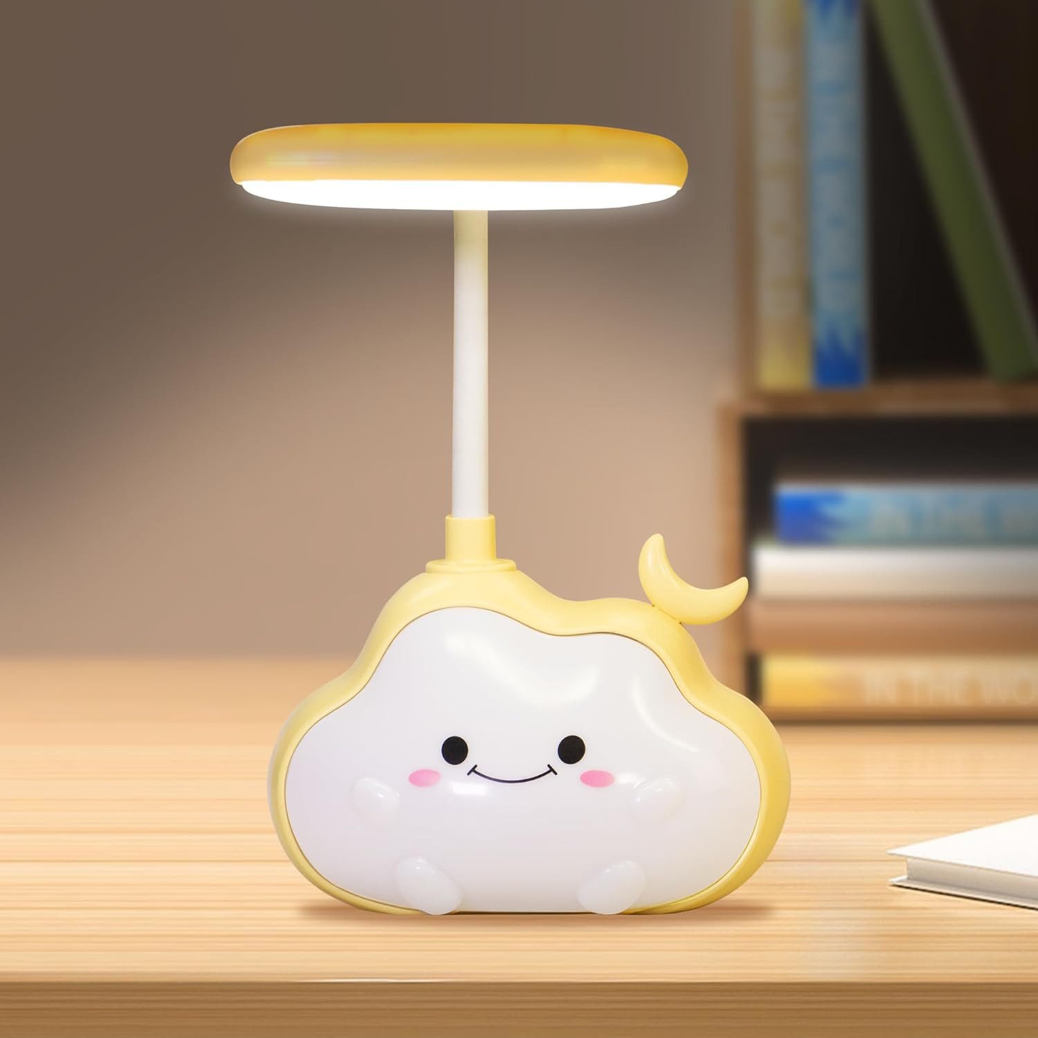 FELIXLEO LED Nachtlicht LED Wolken Nachtlicht Schreibtischlampe USB Aufladbar Gelb Mond