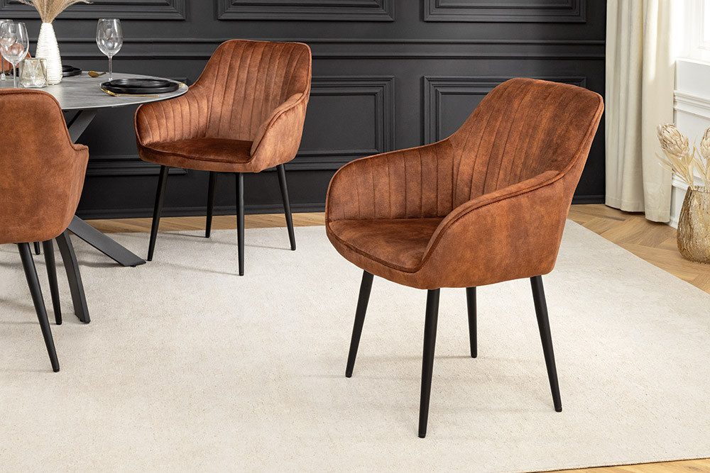 riess-ambiente Polsterstuhl TURIN rost braun / schwarz - Samt, Metall, Zier günstig online kaufen