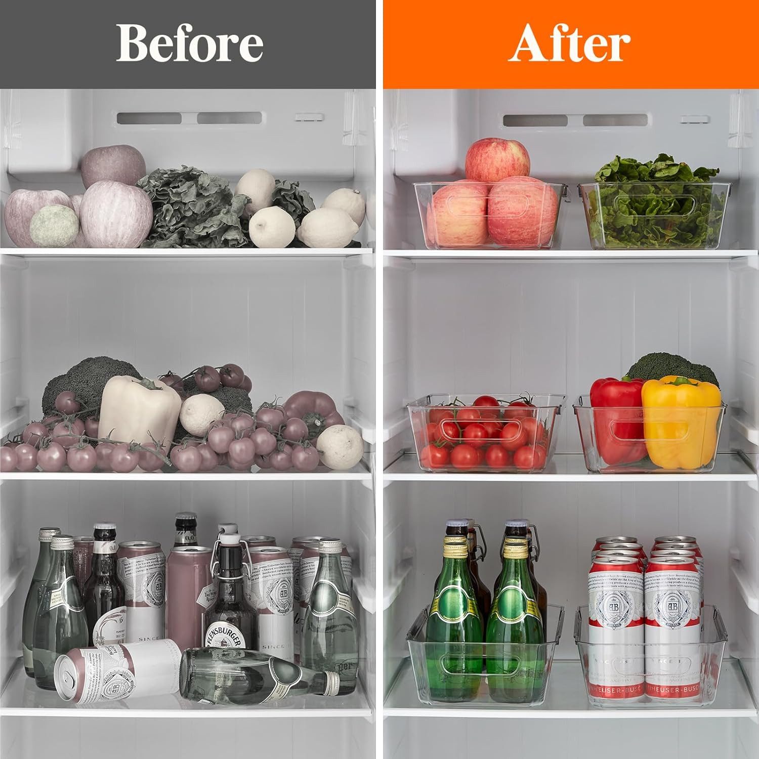 Lifewit Korbeinsatz 6er Set Kühlschrank Organizer Aufbewahrungsboxen BPA-frei stapelbar, Zubehör für Kühlschränke, Vorratsregale, Küchenregale, Bad- und Büroute – Bild 5 von 5