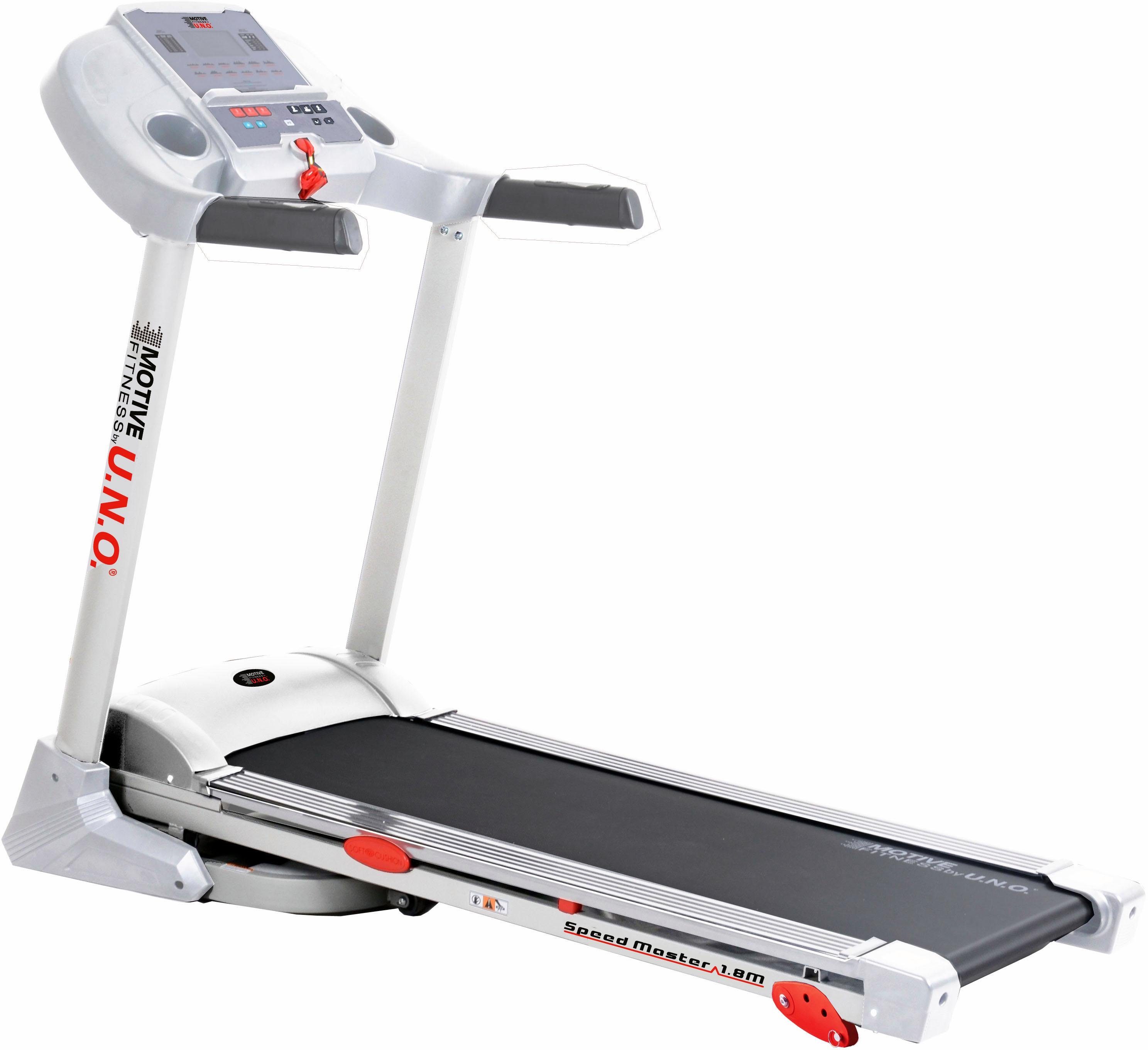 MOTIVE FITNESS by U.N.O. Laufband Speed Master 1.8 M (mit/ohne Unterlegmatte) (Multifunktions-LCD-Display), bis max. 18 km/h, klappbar, 120 kg max. Benutzergewicht