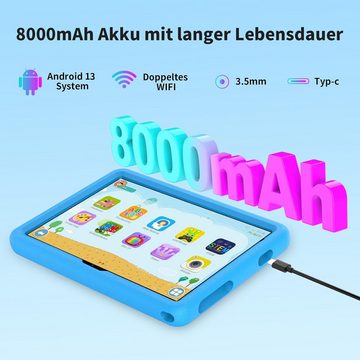 VASOUN Multimedia-Unterhaltung Tablet (10", 128 GB, Android 13, 2,4G+5G, Für Kinder,8000 mAh, Kindersicherung, vorinstallierte Kindersoftware)
