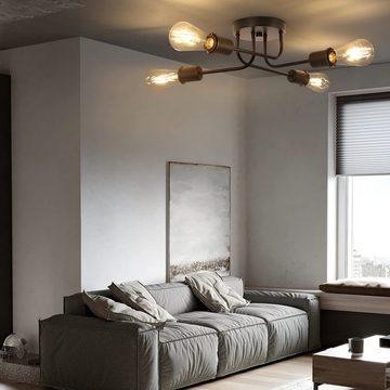 Nettlife Deckenleuchte Wohnzimmer Schwarz 4/8 Flammig Vintage Deckenlampe E27 Rustikaler, LED wechselbar, für Wohnzimmer Schlafzimmer Esszimmer