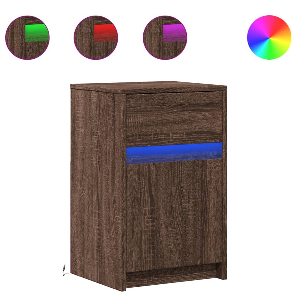 vidaXL Nachttisch Nachttisch mit LED-Leuchten Braun günstig online kaufen