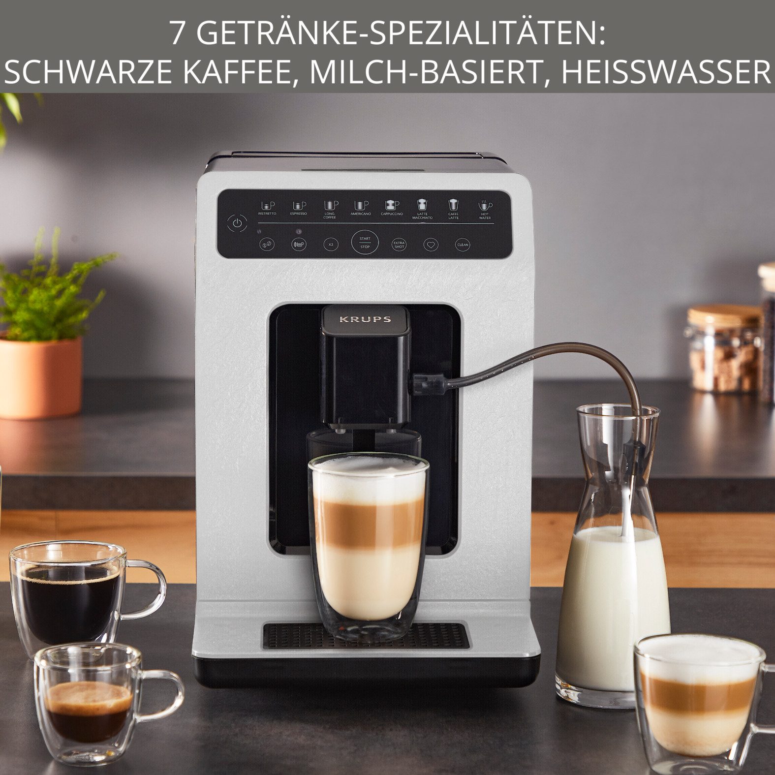 Krups Kaffeevollautomat EA897A Evidence ECOdesign, Touch-Steuerung