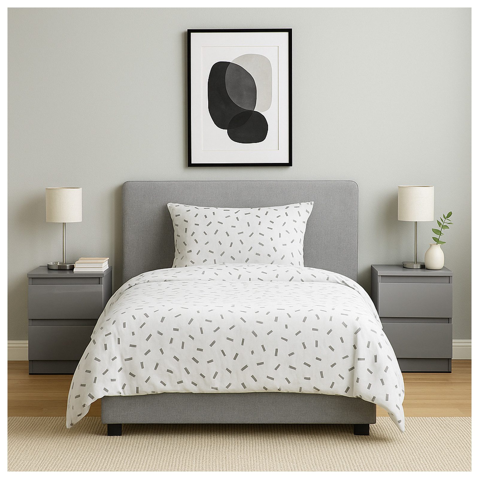 HTI-Living Nachtschrank Nachtschrank Kenji Hochglanz Grau 2er-Set (Set, 2-St., 2 Nachtschränke) Nachtkommode 2 Schubladen