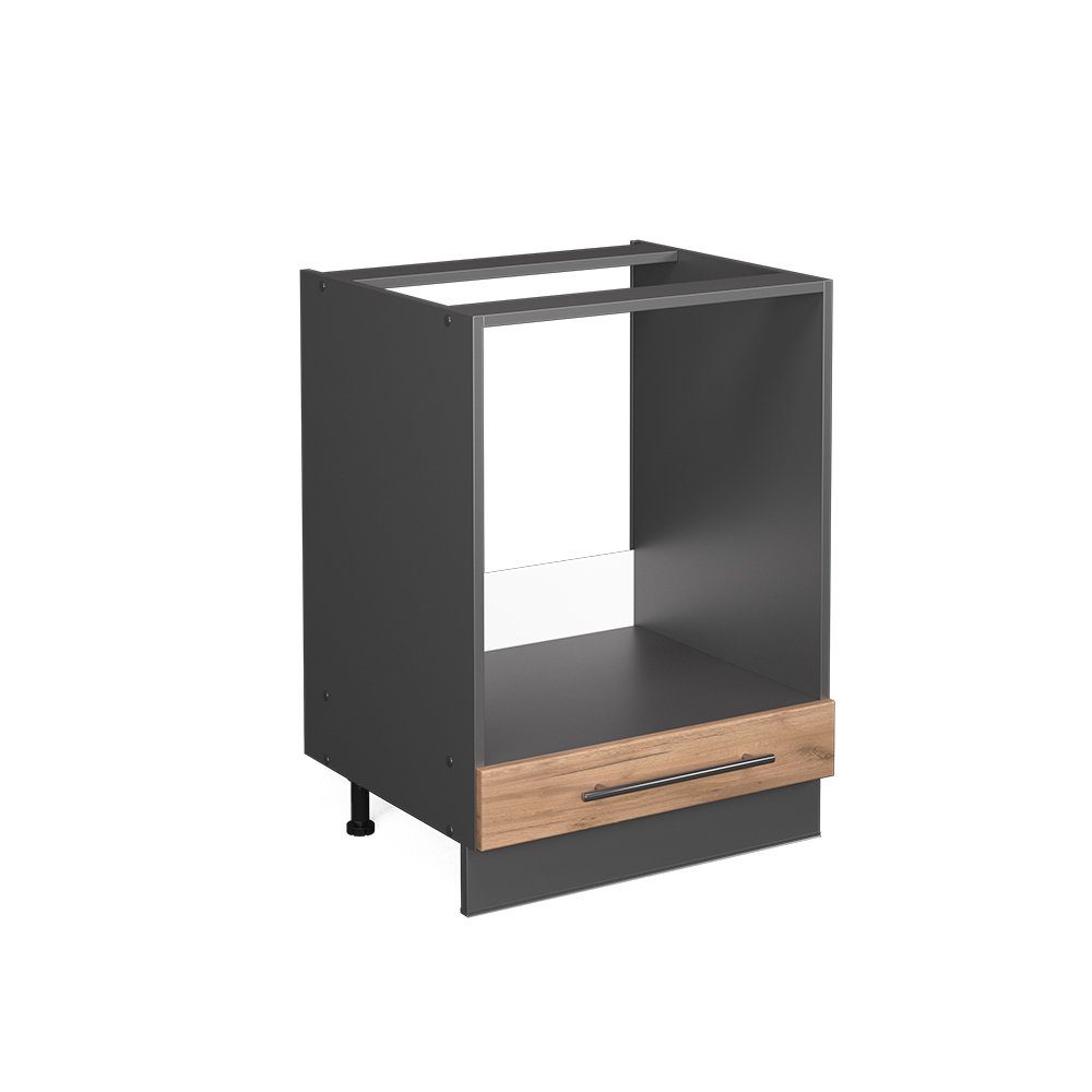 Vicco Herdumbauschrank Fame-Line Goldkraft Eiche/Anthrazit 60 cm ohne Arbei günstig online kaufen
