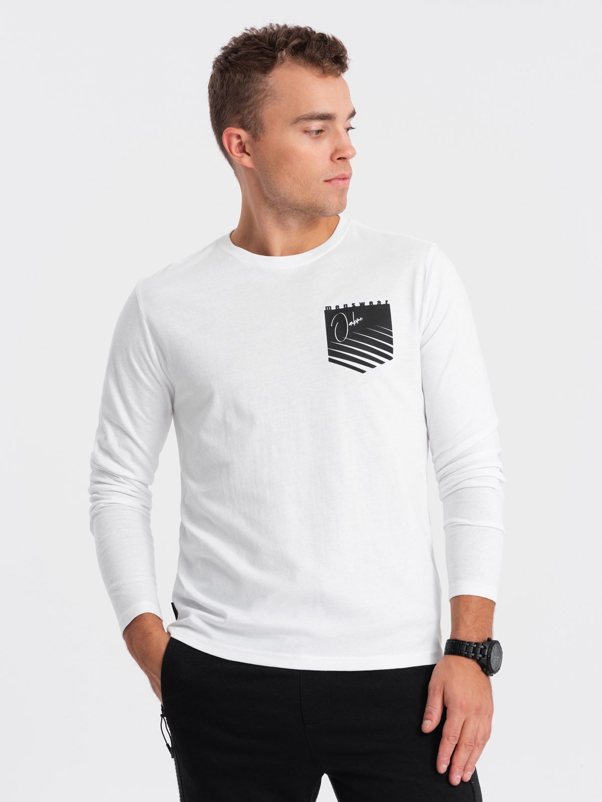 OMBRE Longsleeve Herren Longsleeve mit Taschenaufdruck günstig online kaufen