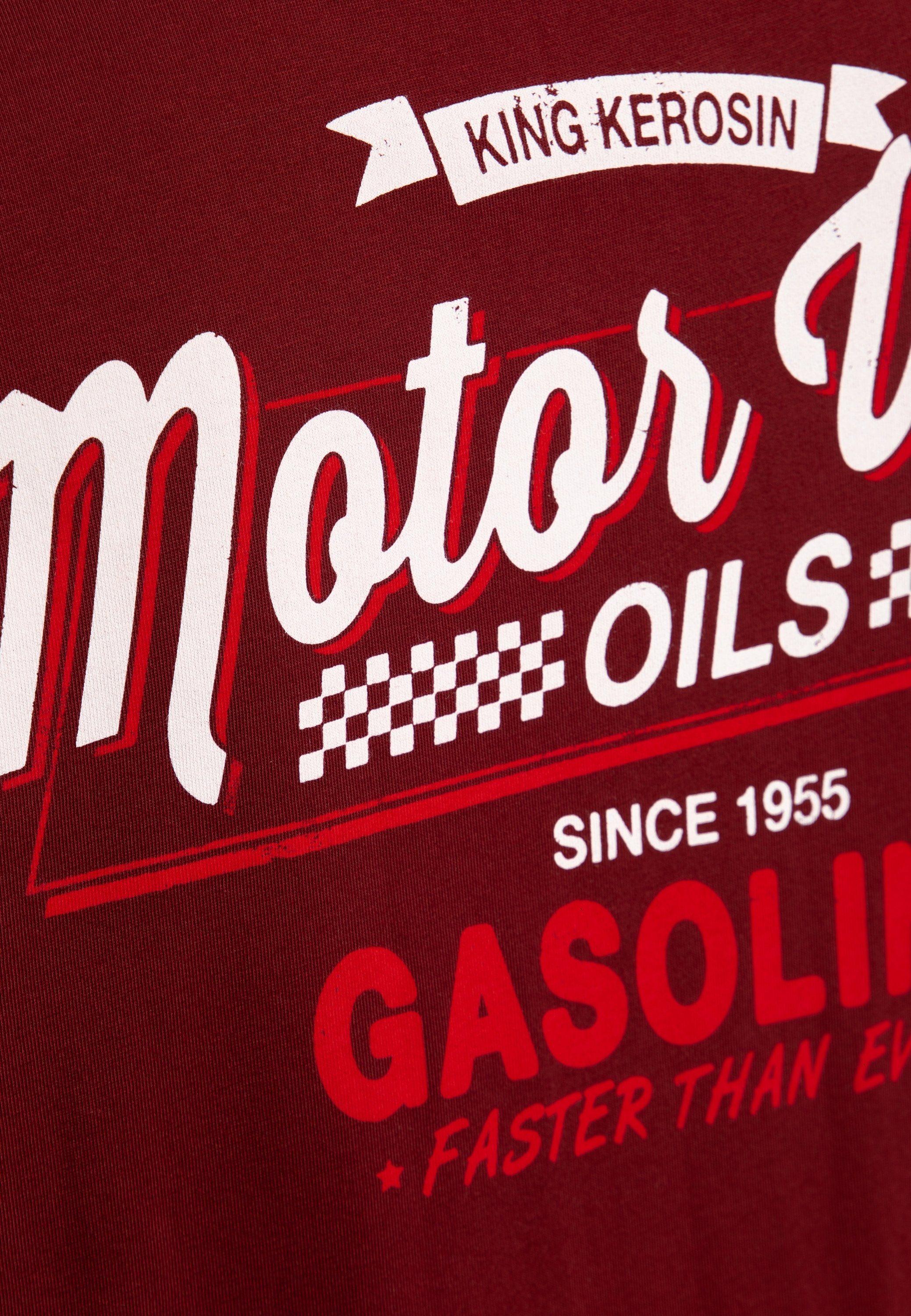 KingKerosin Print-Shirt Back Retro station Front Motorway & rot Print Look Gas Oils im (1-tlg)