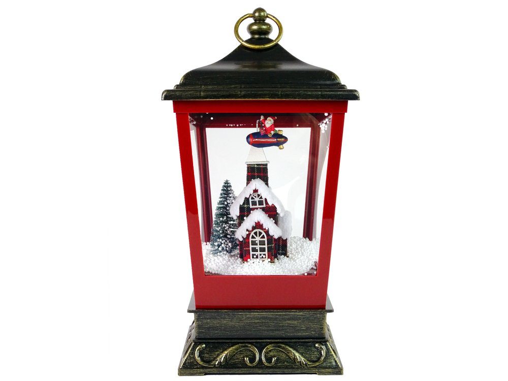 LEAN Toys LED Laterne »LEAN Toys schneiende Weihnachtslaterne mit Licht,  Rot schwarz«