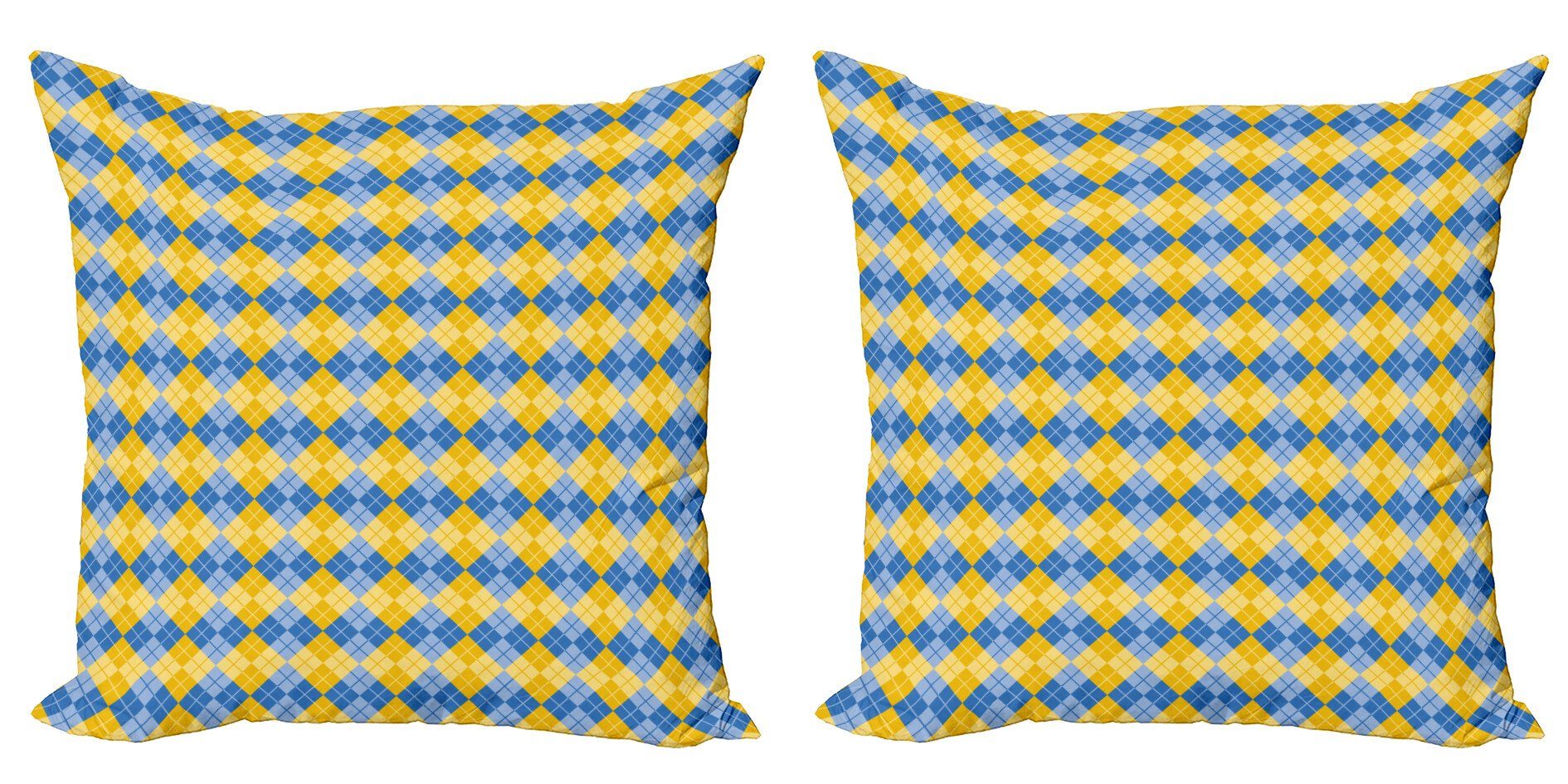 Kissenbezüge Modern Accent Doppelseitiger Stück), Blau Digitaldruck, Argyle (2 Abakuhaus und Gelb Gitter