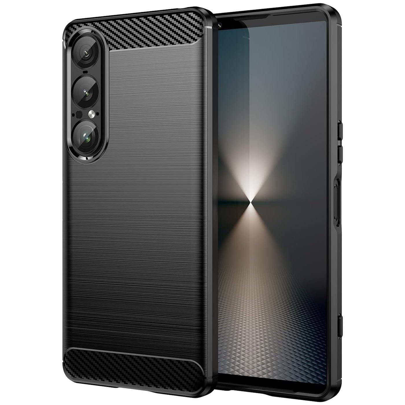 CoolGadget Handyhülle Carbon Handy Hülle für Sony Xperia 1 VII 6,5 Zoll, robuste Telefonhülle Case Schutzhülle für Sony Xperia 1 VII 2025 Hülle