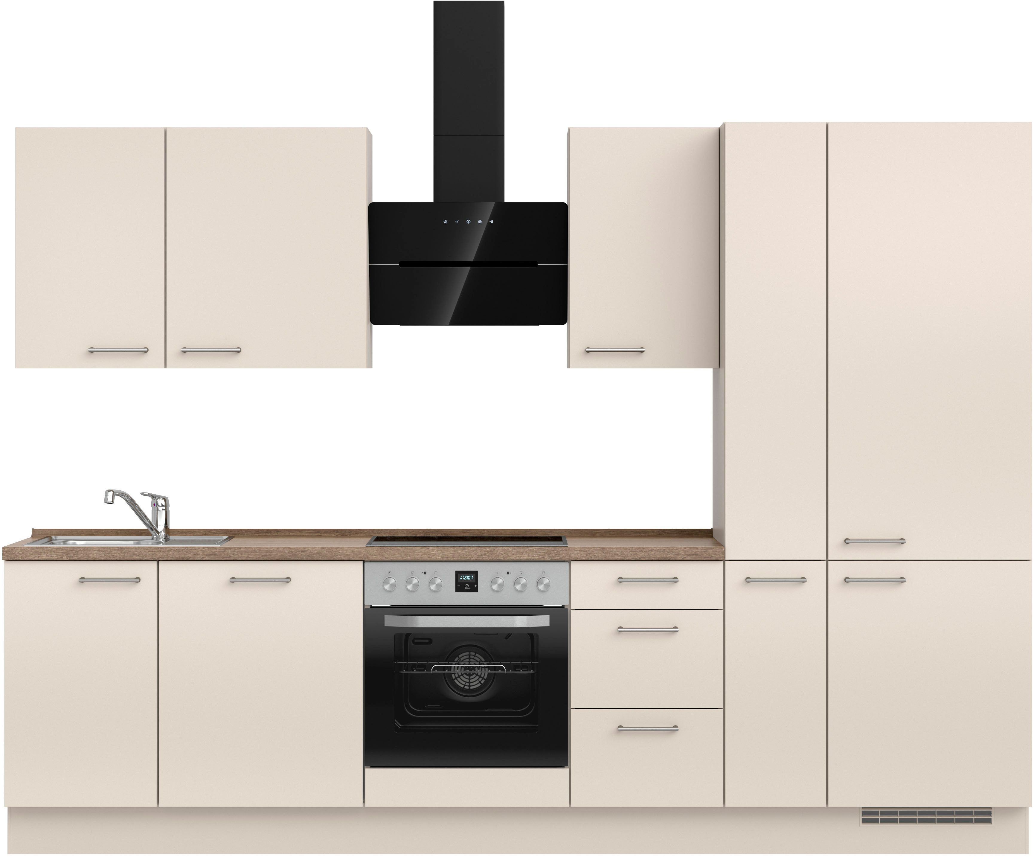 nobilia® Küchenzeile "Laser II", NEU: individuell anpassbar mit gratis Profi-Beratung, vormontiert, 300 cm breit, optional mit verschiedenen E‑Geräte-Sets