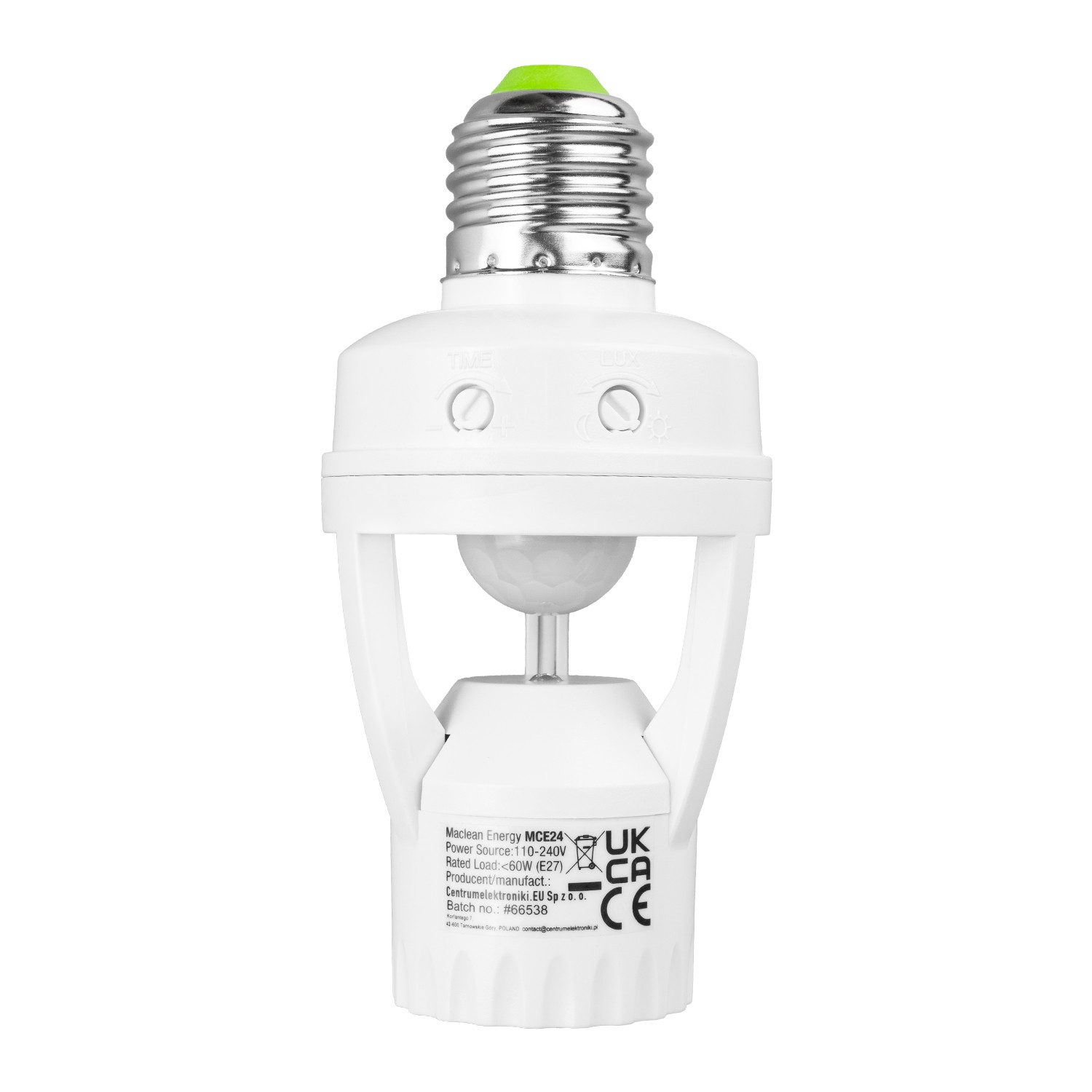 Maclean Lampenfassung MCE24 Lampenfassung E27 mit 360° Bewegungsmelder, (1-St), Automatischer Lichtschalter bis 60W, 6m Reichweite