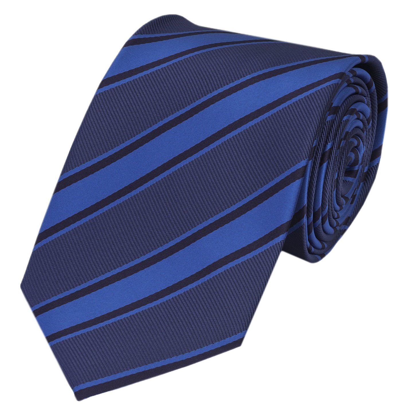 Fabio Farini Krawatte gestreifte Herren Krawatte - Tie mit Streifen in 6cm oder 8cm Breite (ohne Box, Gestreift) Breit (8cm), Nachtblau/Royalblau/Schwarz