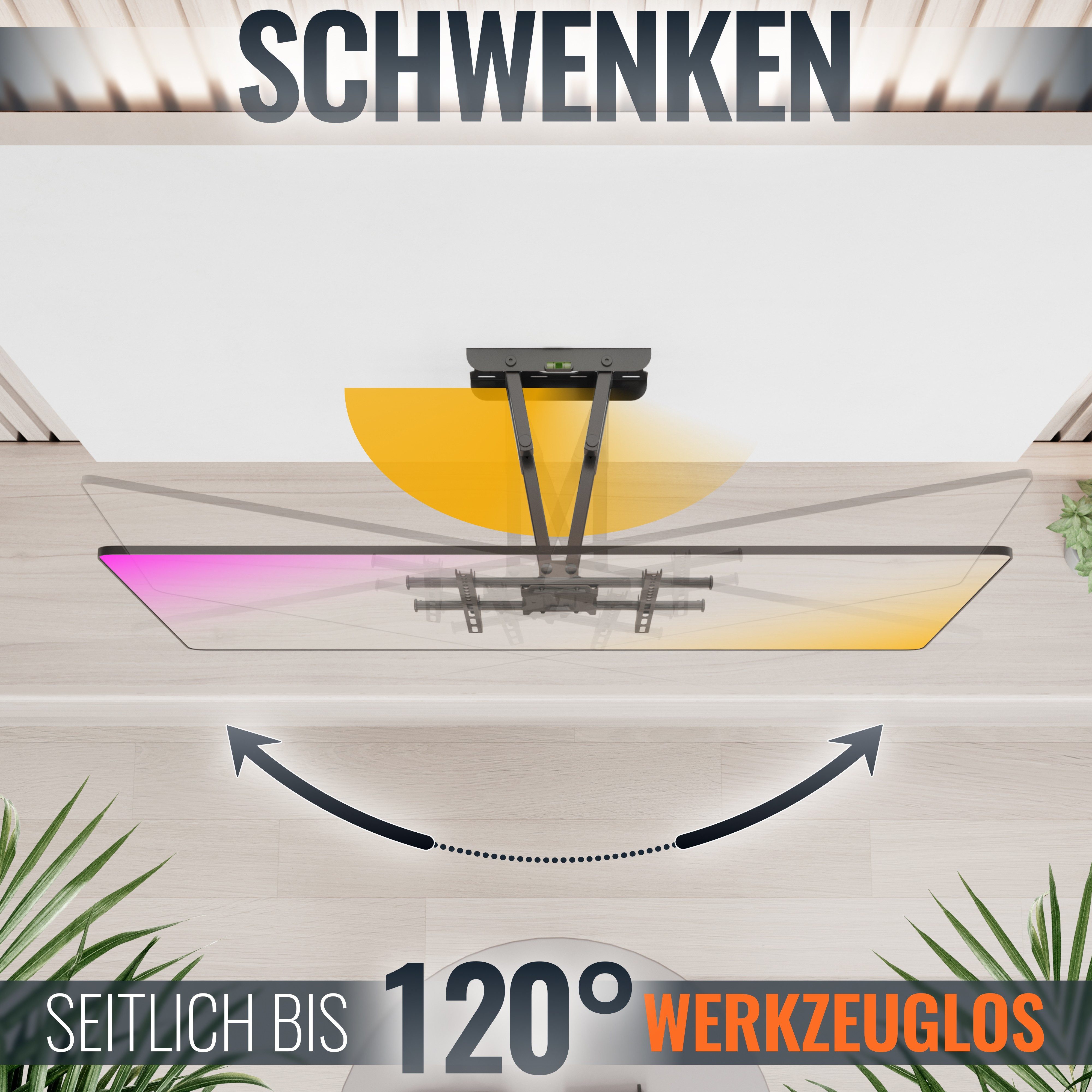 RICOO TV-Wandhalterung TV Wandhalter universal 43" 47" 50" 55" 65" max 50 Kg schwenkbar S7244, (bis 65 Zoll, VESA 200x200 bis 400x400, 1-tlg., vollbeweglich ausziehbar neigbar ausziehbar 31" bis 65" Halterung, bis 15° Neigung, bis zu 120° Schwenkung Fernseher Halter universal)