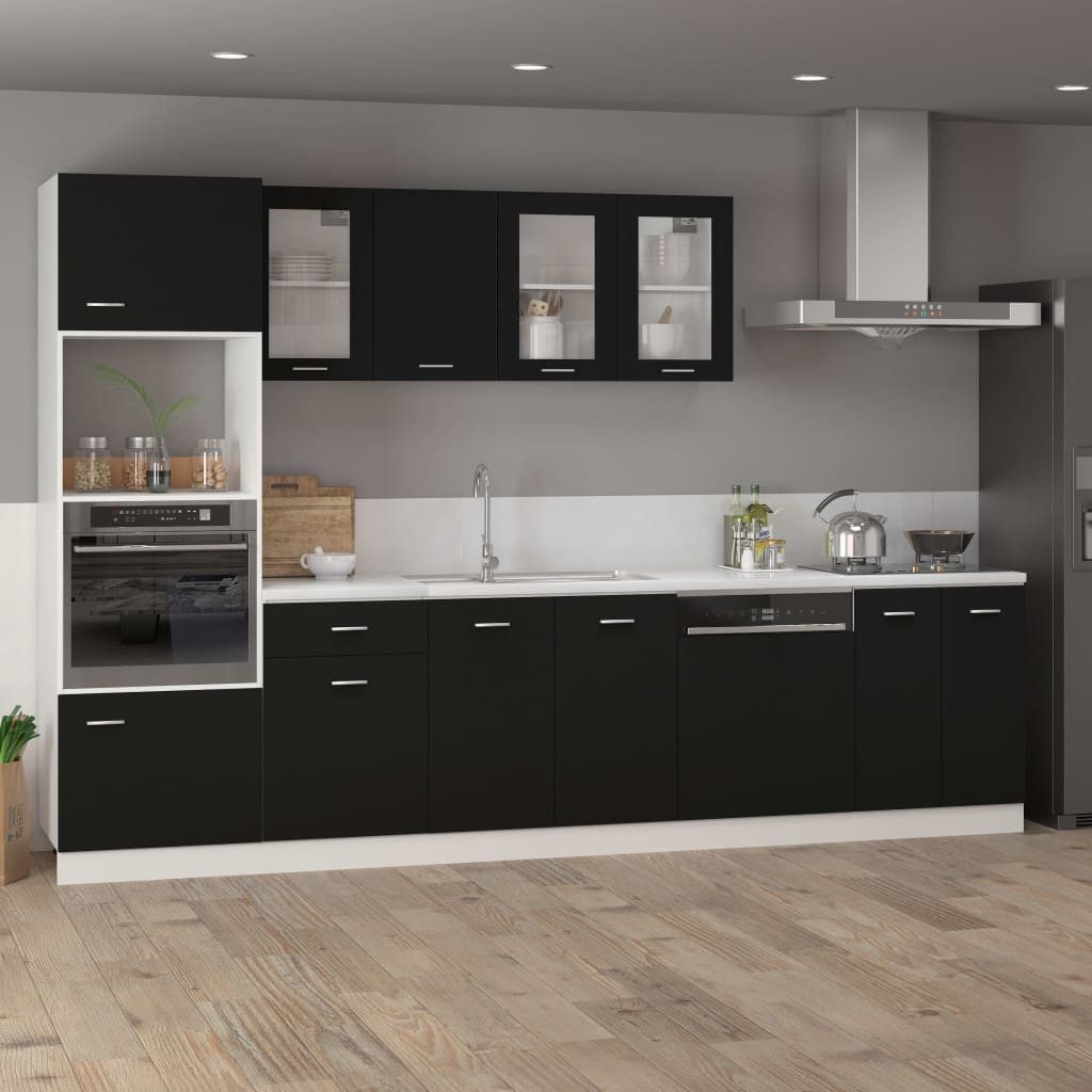 furnicato Spülenunterschrank Hängeglasschrank Schwarz 40 x 31 x 60 cm mit 2 Regalböden