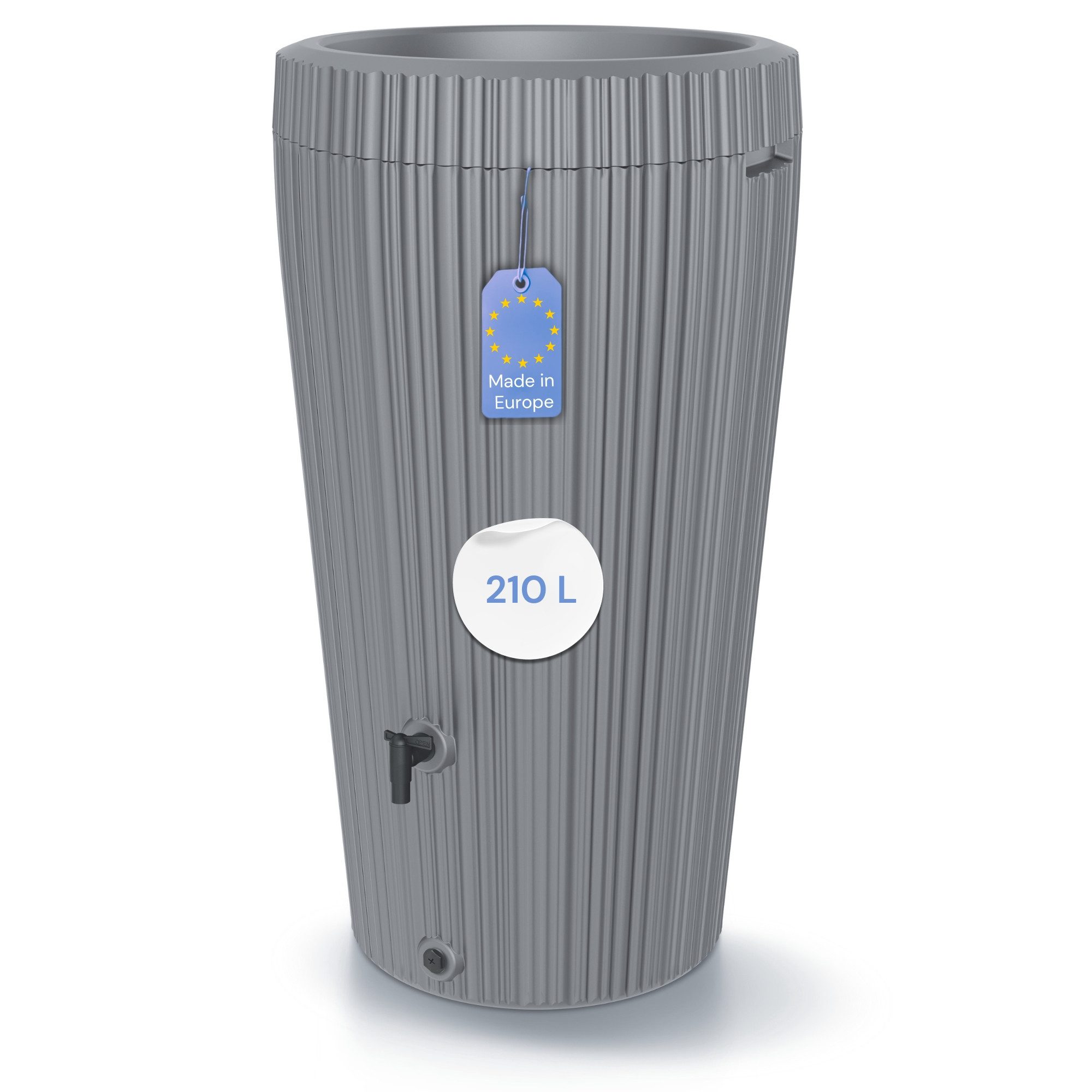 YourCasa Regentonne 210 Liter EcoVase, Bepflanzbar, Wasserhahn, Regenwassertank, Frostsicher, Deckel abnehmbar, 210L