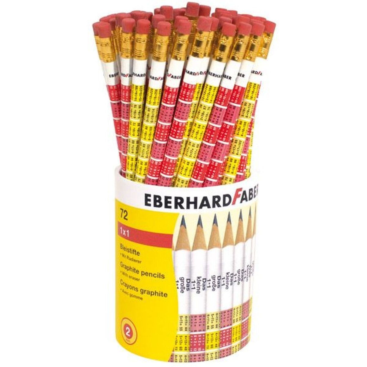 Eberhard Faber Bleistift Bleistift '1x1' rund mit Tipradierer farbig sortiert VE=72 Stück