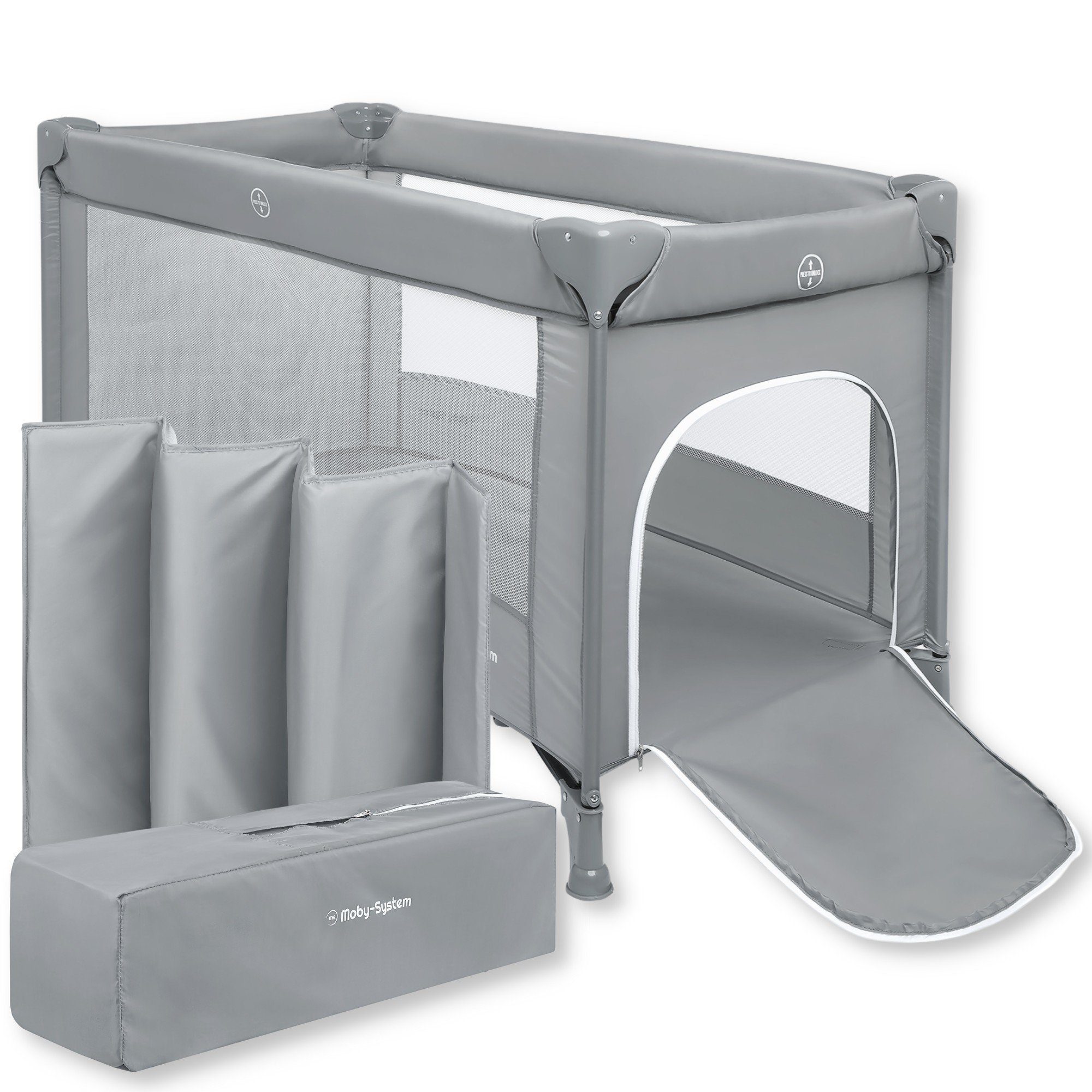 Baby-Reisebett Multifunktionales Reisebett - Happy Traveller BASIC, Grau
