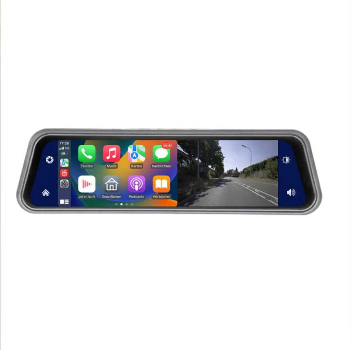 Smartphone-Spiegelmonitor 22.9cm (9) AHD Dual-Dashcam & RFK-Funktion Rückfahrkamera