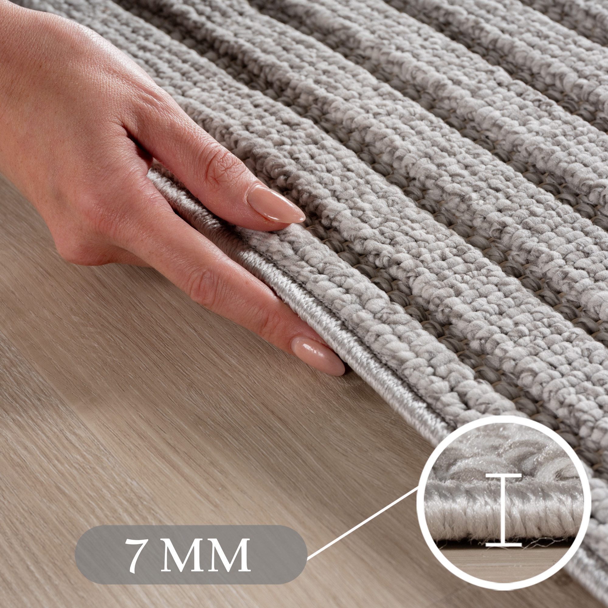 Carpettex Designteppich Einfarbig Boucle Loop, Rechteckig, Höhe: 7 mm, Teppich Wohnzimmer, Schlafzimmer, Gästezimmer