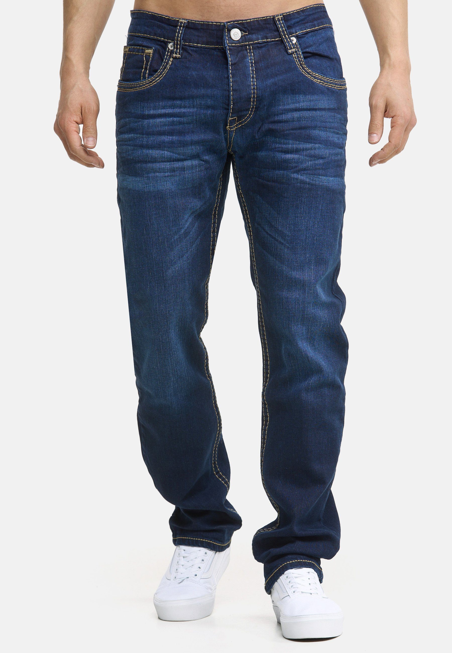 Jeans Regular-fit-Jeans Herren Regular Hose Fit Bootcut Code47 Pocket Denim Five Code47 Männer