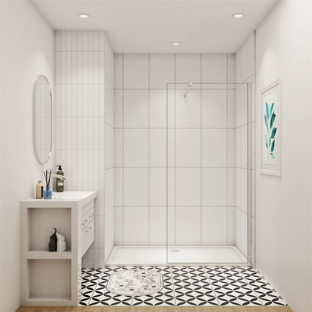 Duschparadies Duschwand 10mm Nano Klarglas ESG Glas Walk in Dusche Duschwan günstig online kaufen