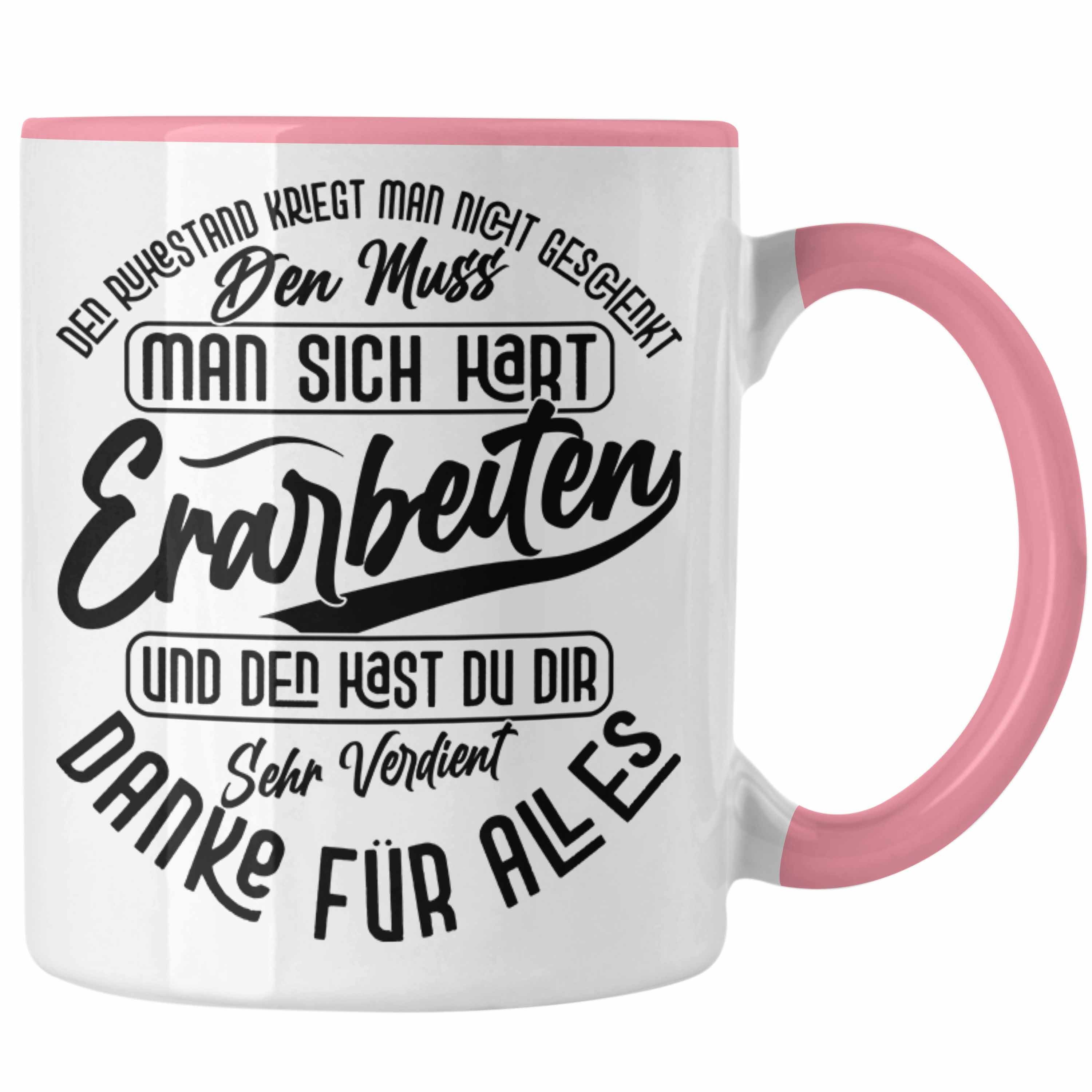 Trendation Geschenk Abschied Rosa Geschenkidee Spruch Tasse Rentnerin Ruhestand Rente Tasse