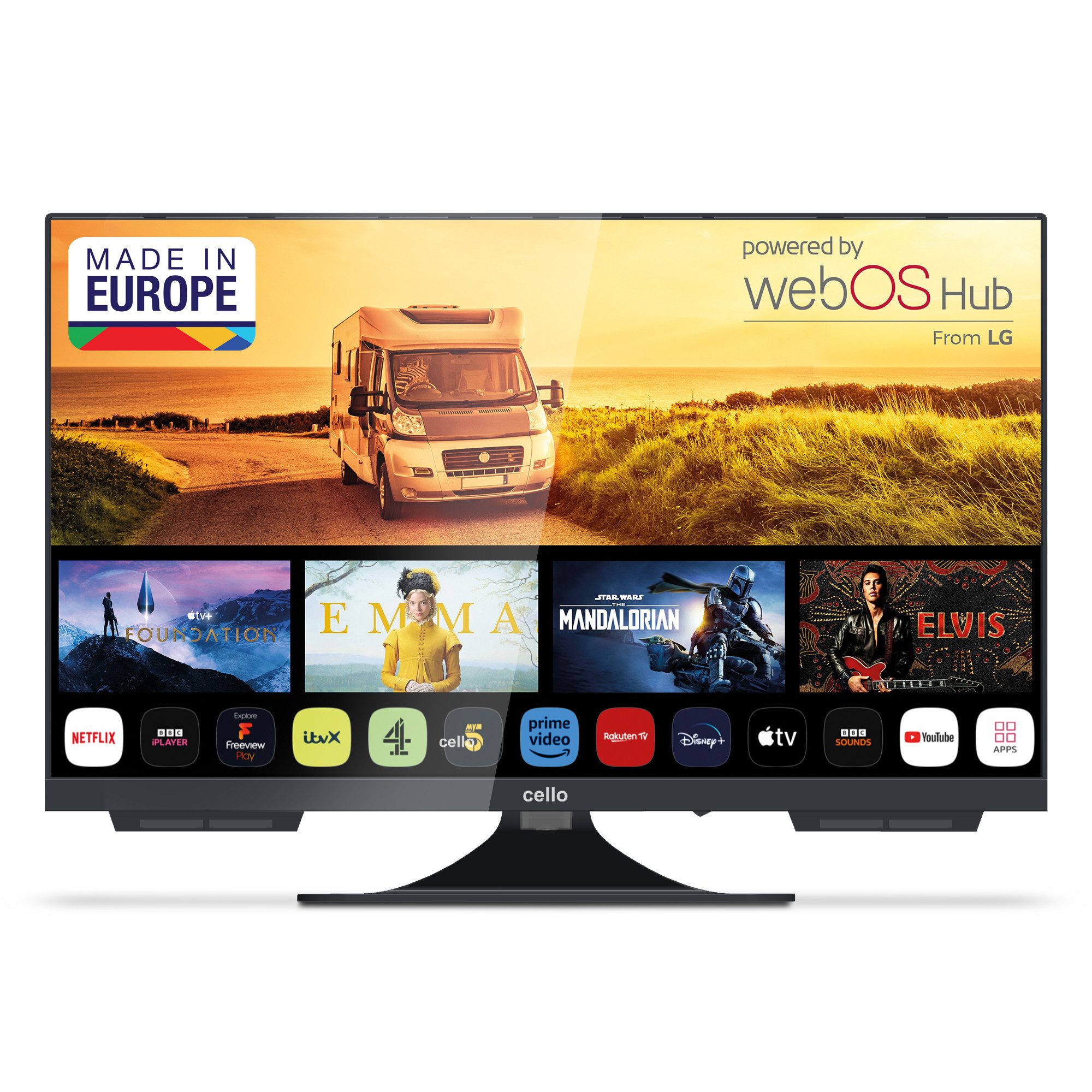 Cello 24 Zoll Camping 12V Smart WebOS Traveller LED-Fernseher (60,96 cm/24 Zoll, 1366 × 768 (HD Ready), Smart-TV)