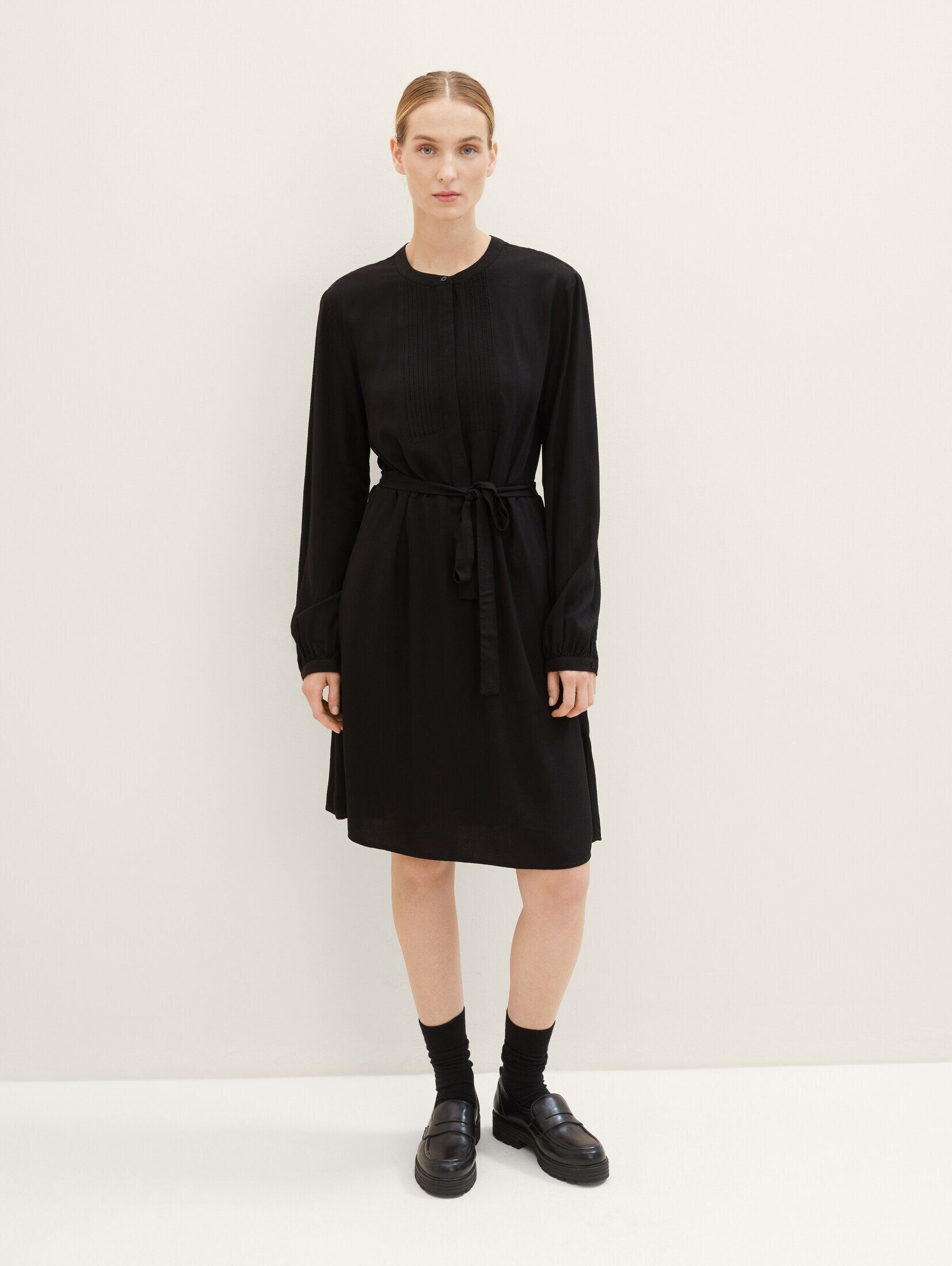 TOM TAILOR Jerseykleid Kleid mit deep black Struktur