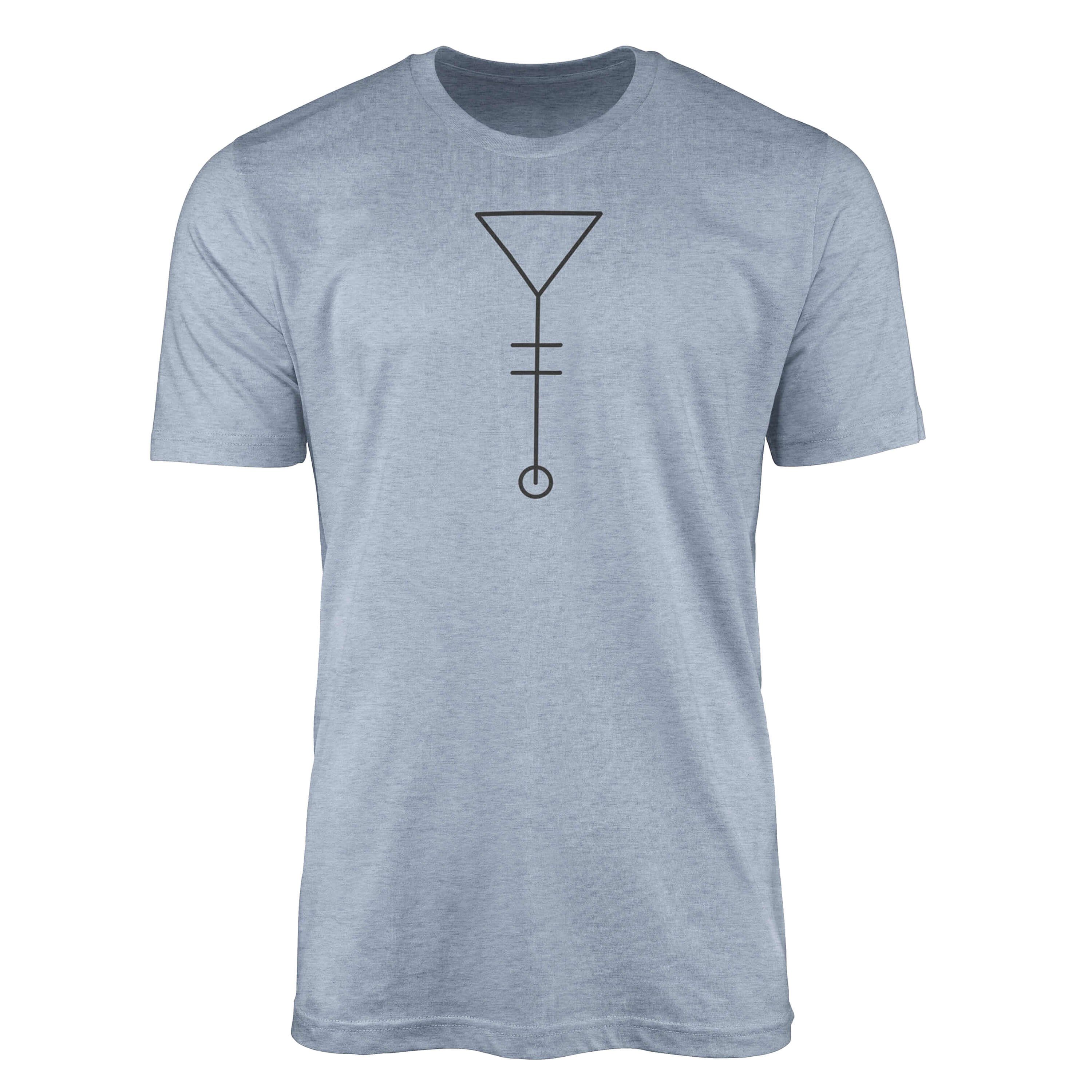 Sinus Art T-Shirt Premium T-Shirt Alchemy Serie Symbole angenehmer Tragekomfort feine Struktur No.0024 Stonewash Denim