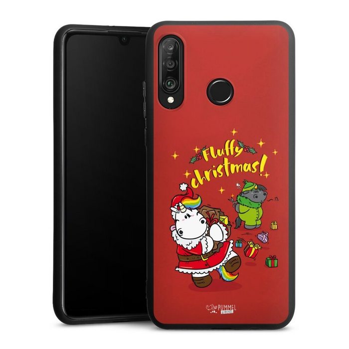 DeinDesign Handyhülle Pummeleinhorn Fluffy Christmas Red Huawei P30 Lite Silikon Hülle Premium Case Handy Schutzhülle