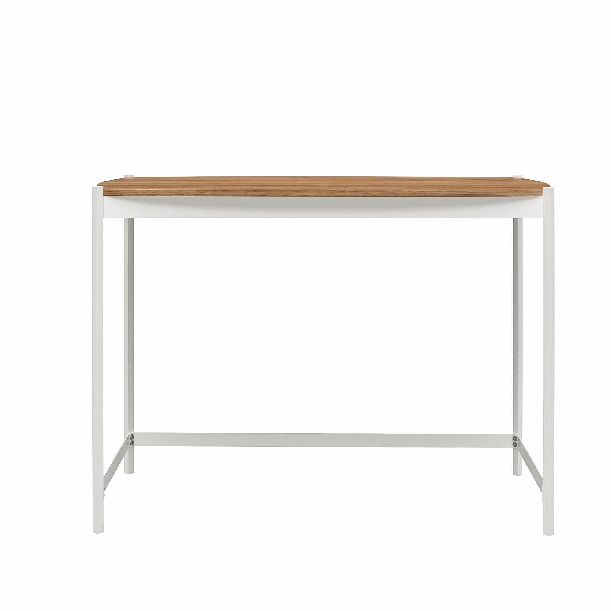 Schreibtisch Metallbeine, Breite 106 Holzoptik, cm weiß Design, Tallulah, loft24 modernes