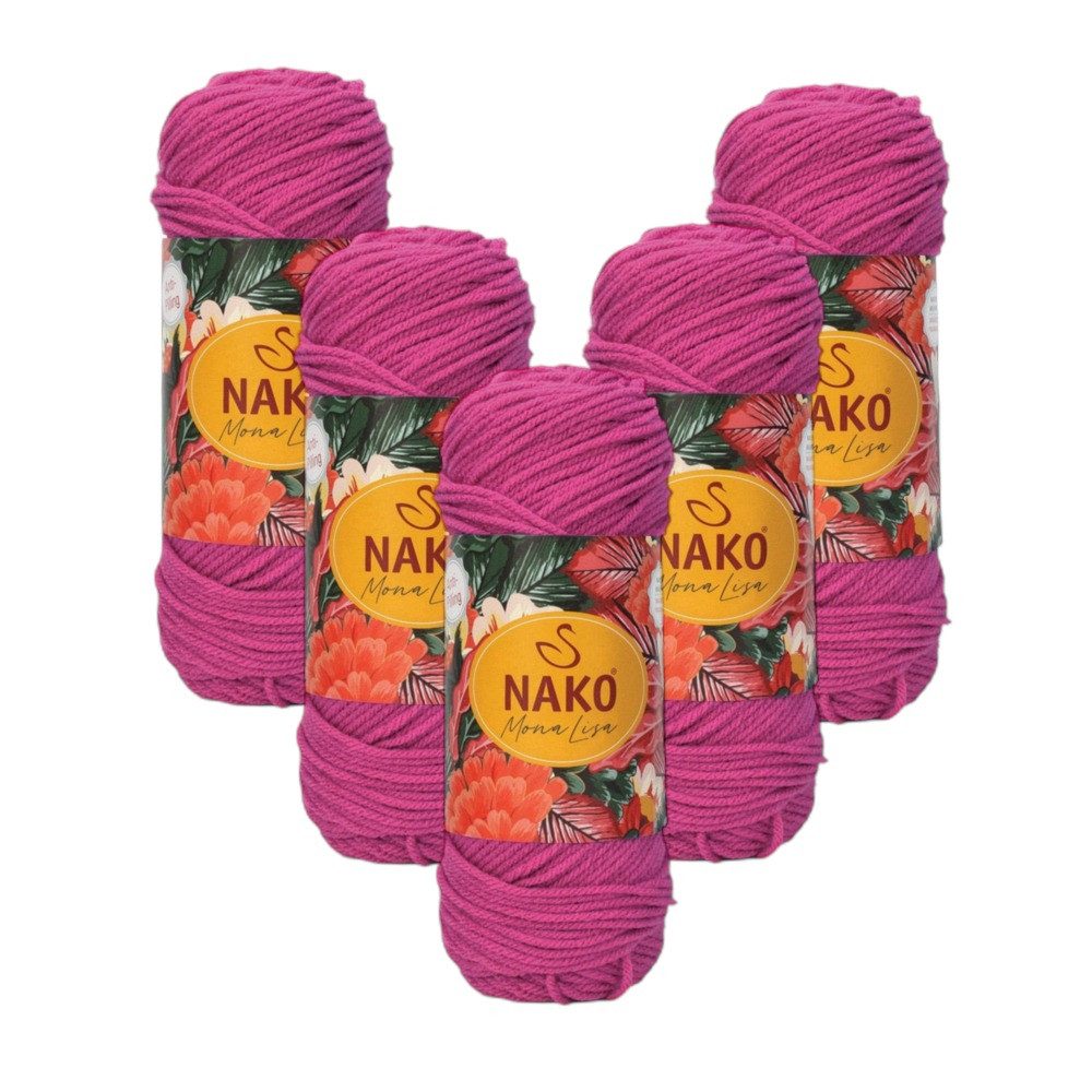NAKO 5 x Nako Mona Lisa Häkelwolle, 170 m, Strickgarn,Häkelgarn