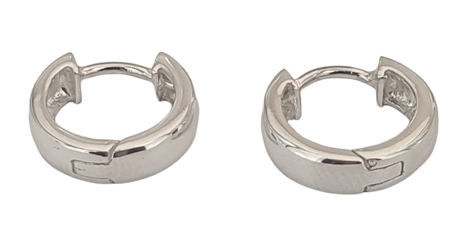 Paarpreis Kiss Leather Ohrring-Set 925 Ohrringe Klappcreole of Ohr Kreolen 13mm Silber