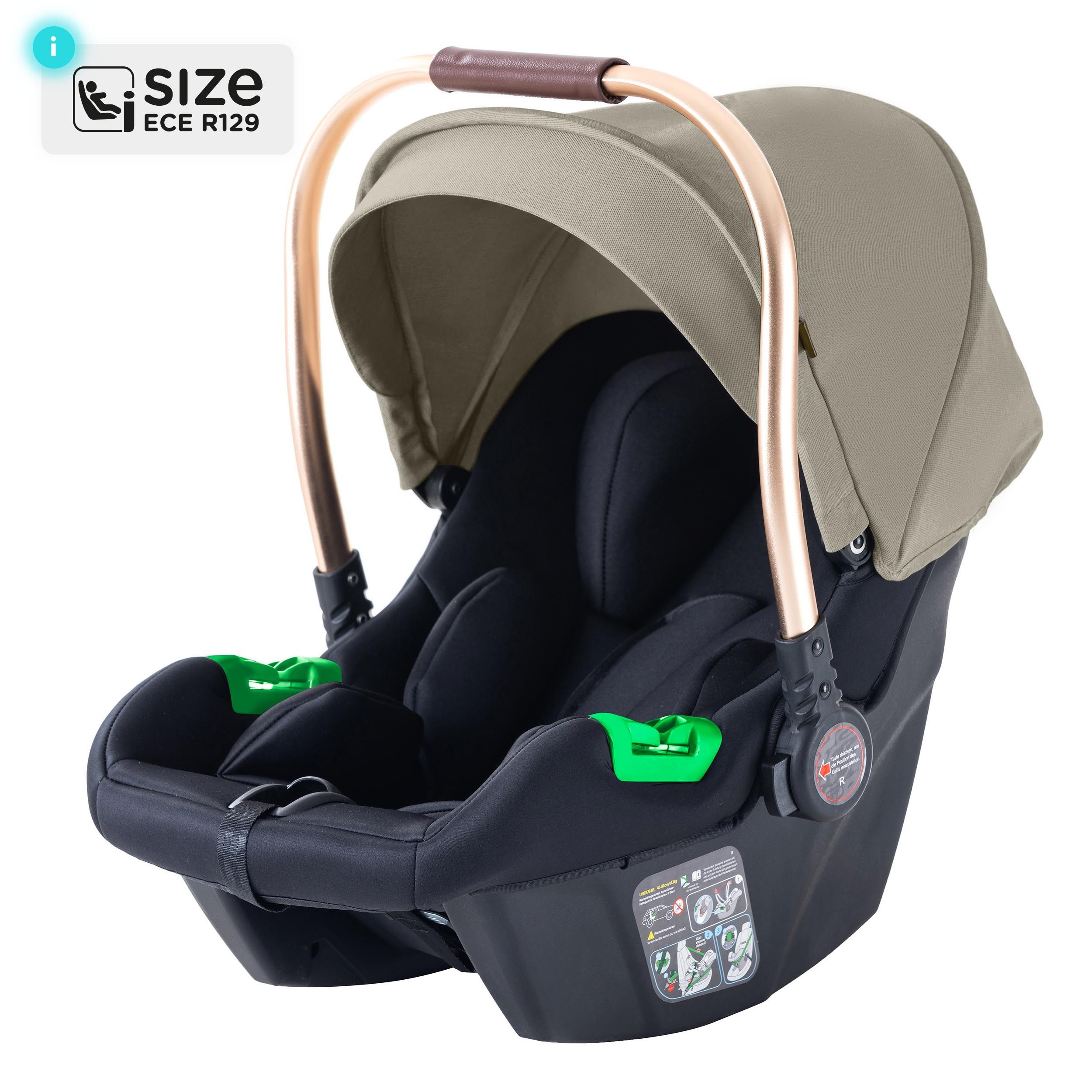 Daliya® Babyschale NEOMOVE i-Size Auto-Kindersitz für Babys – für NEOMOVE Kinderwagen, ab: ab Geburt, bis: 1,5 Jahre, ab: 40 cm, bis: 87 cm, i-Size Kindersitz für Baby, inklusive Lendenkissen
