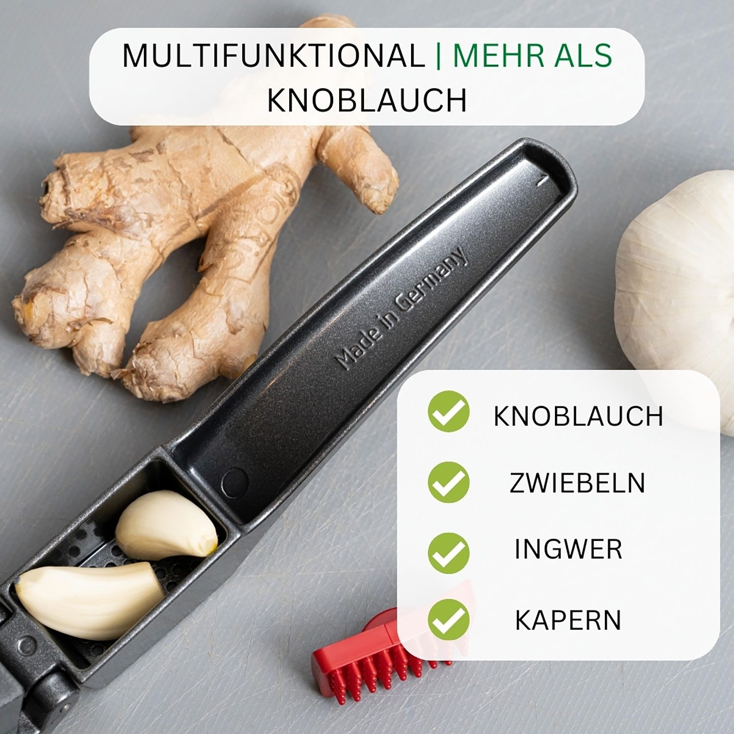 WESTMARK Knoblauchpresse »Josie« Black Edition, Aluminium, Kunststoff, spülmaschinengeeignet, Made in Germany