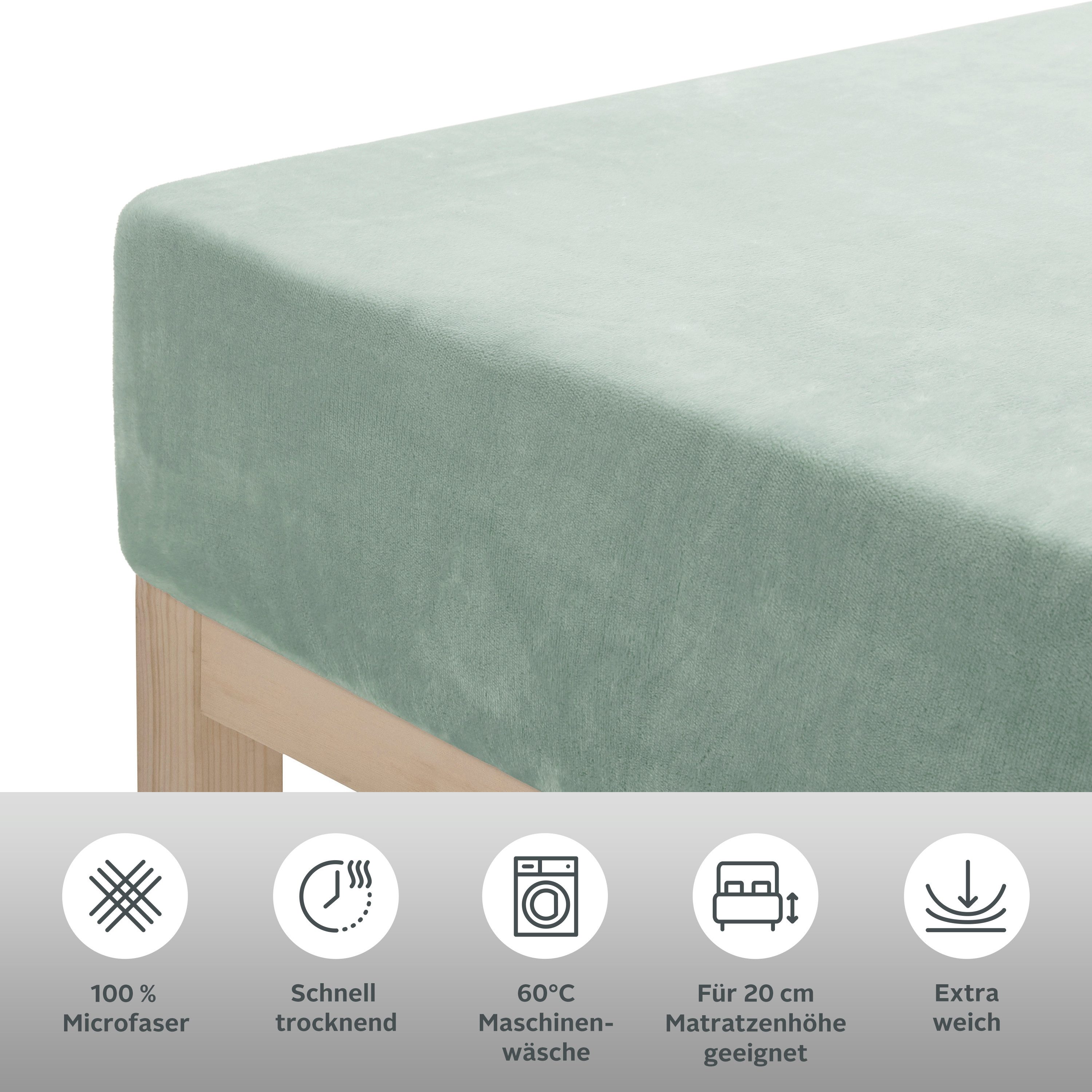 OTTO home Spannbettlaken Desner3, Mikrofaser Fleece besonders weich im Griff, Cashmere-Touch, Microfaser, Gummizug: rundum, (1 Stück), für Matratzen bis 20cm Hö – Bild 3 von 3