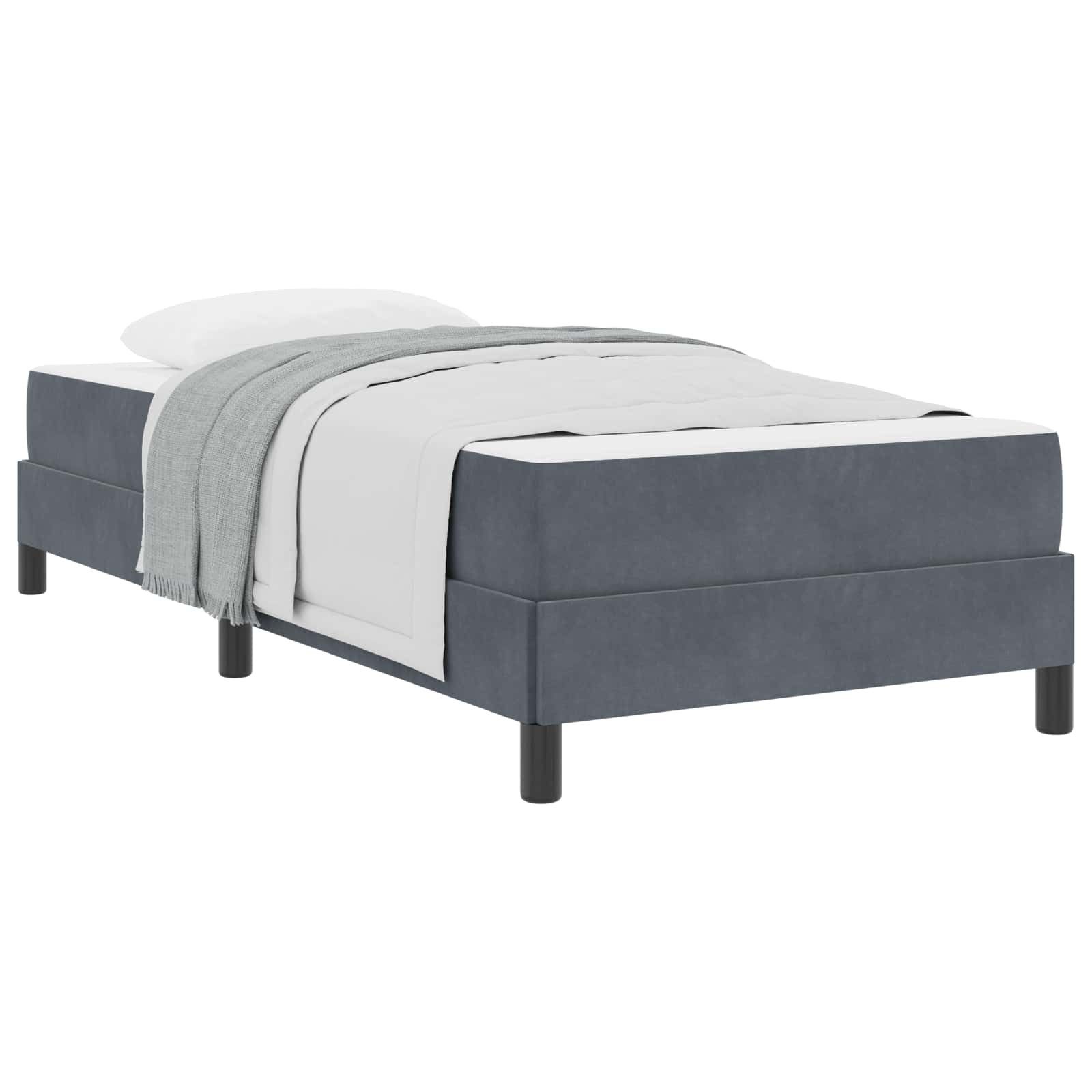 vidaXL Bett Boxspringbett mit Matratze Dunkelgrau 80 x 200 cm Stoff (1-tlg)