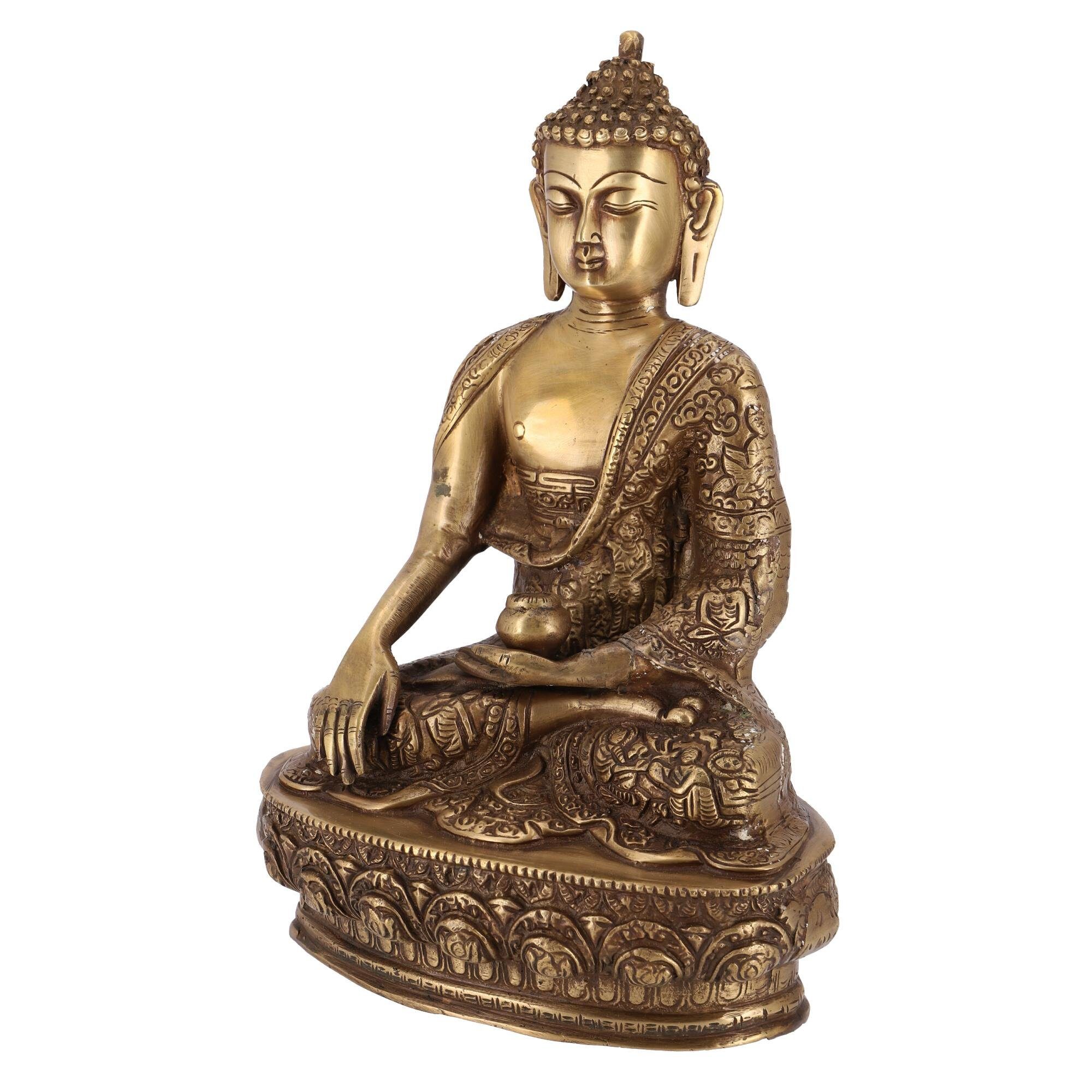 Guru-Shop Buddhafigur Buddha Mudra aus Messing Bhumisparsa Statue 32