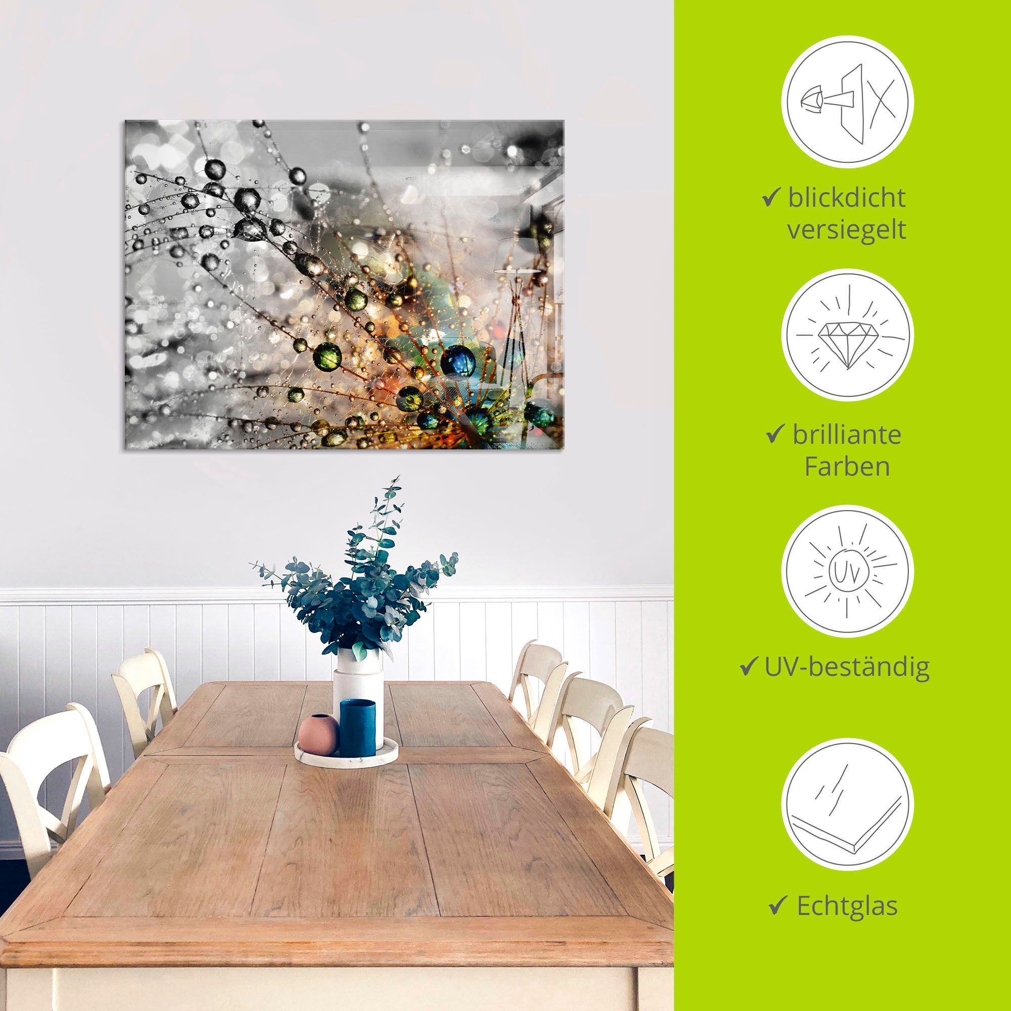 Artland Glasbild Farbenfrohe Natur, Blumen (1 St), in verschiedenen Größen