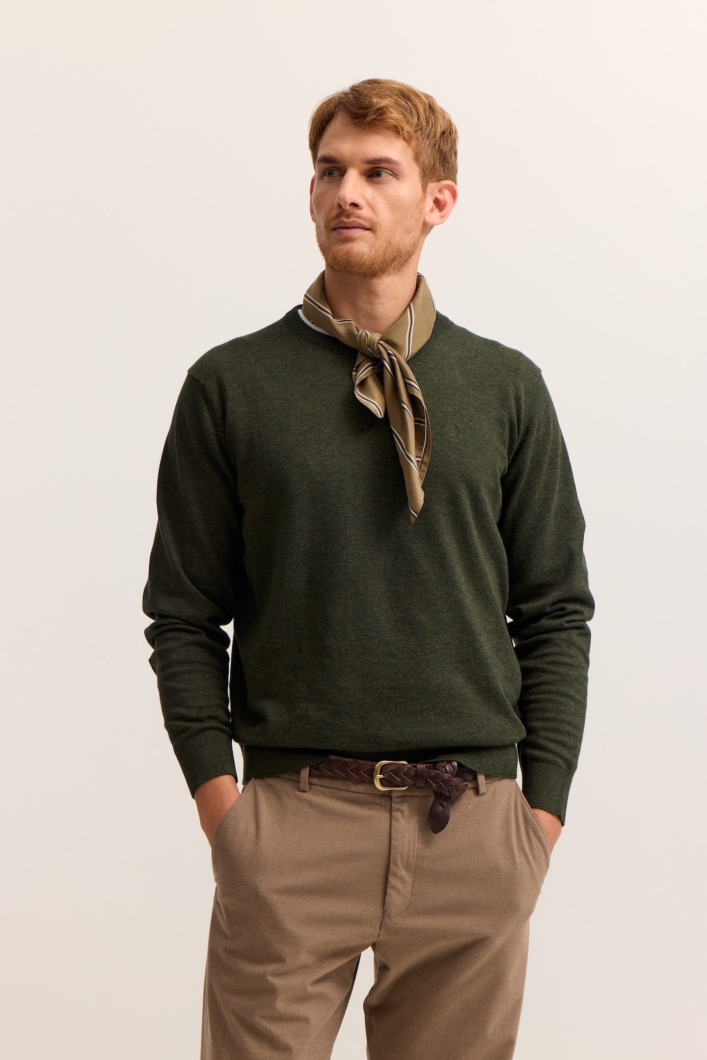 bugatti Rundhalspullover Regular Fit Basic Essential aus reiner Baumwolle günstig online kaufen