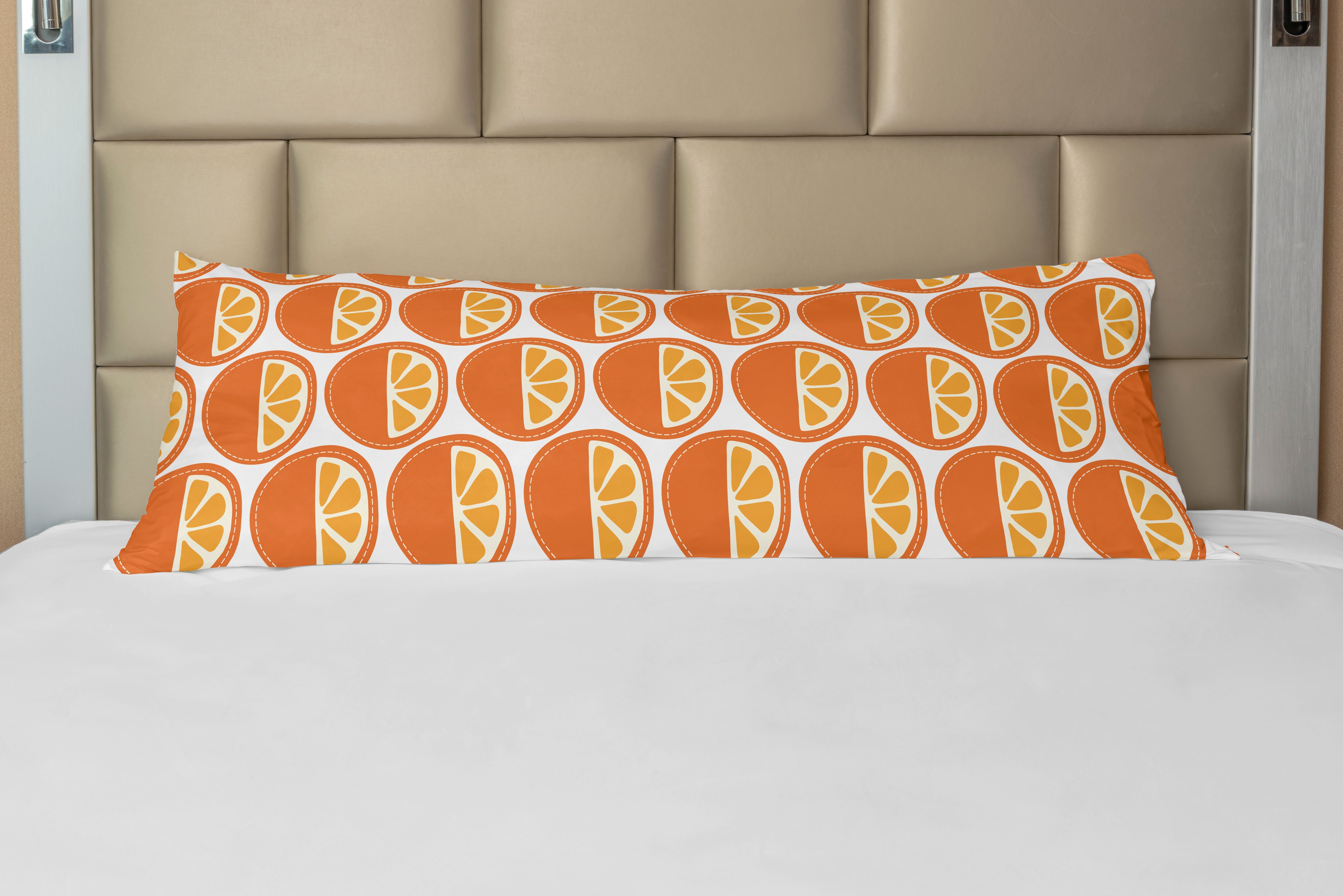Muster-Kunst Langer Kissenbezug, Seitenschläferkissenbezug Obst Deko-Akzent Cartoon orange Abakuhaus,