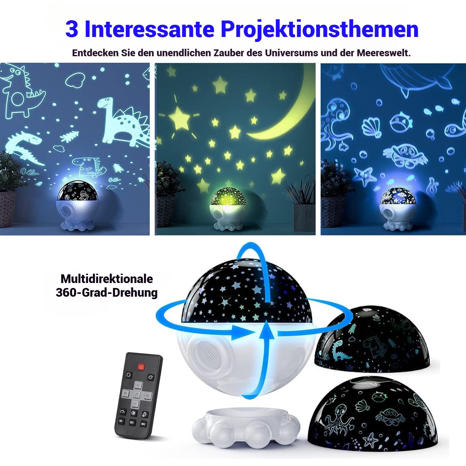 VIVIHEYDAY LED-Sternenhimmel Sternenhimmel Projektor Kinder, Rotierendes LED Sternenlicht Lampe, Nachtlicht Baby mit Timer 17 Lichteffekte Galaxy Projector, für – Bild 3 von 5